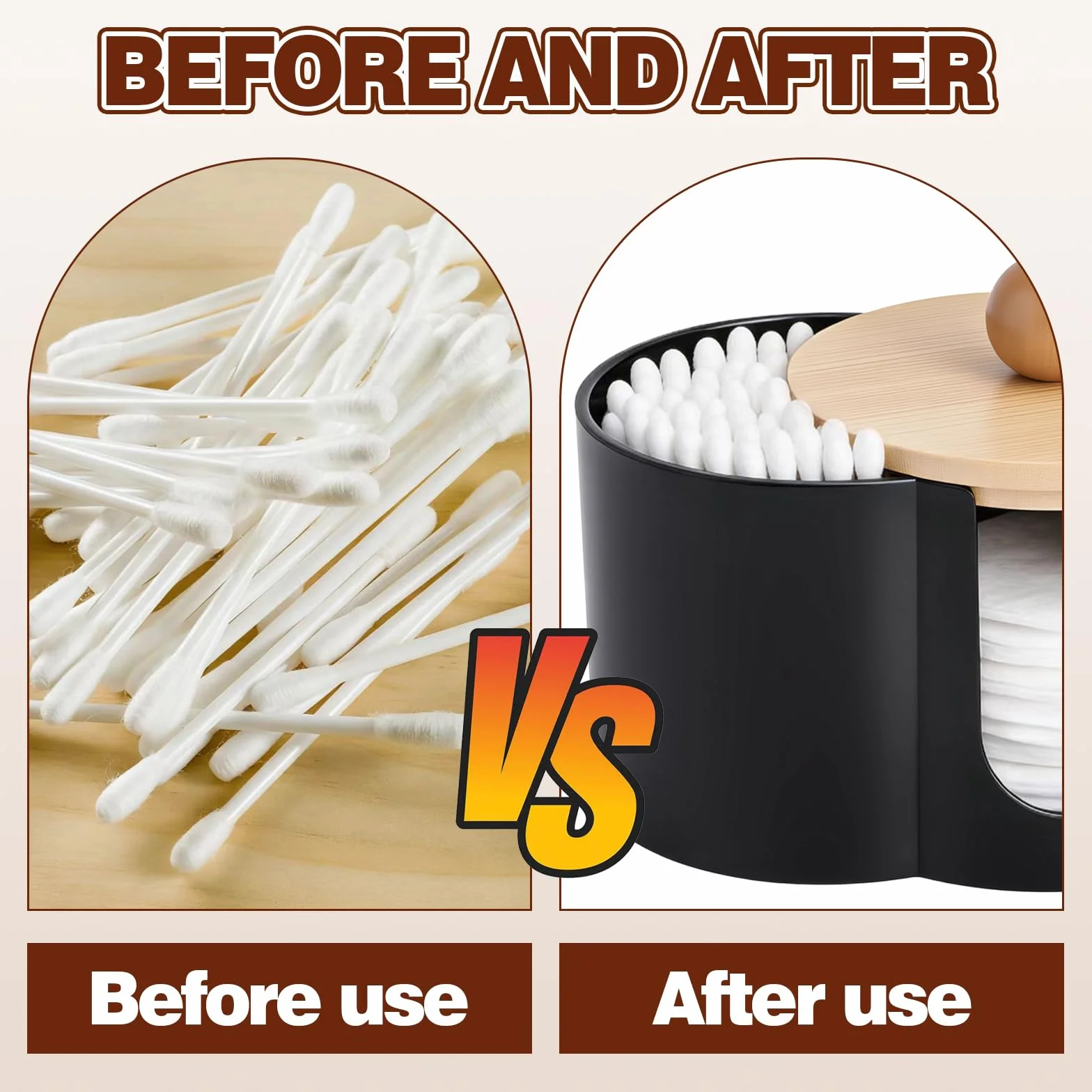 Cotton Swab Dispenser de 2 Piezas, Soporte para Discos de Algodón y Bastoncillos con Tapa, Dispensador Discos Desmaquillantes de Plástico para el Cuarto de baño, el tocador y el Salón