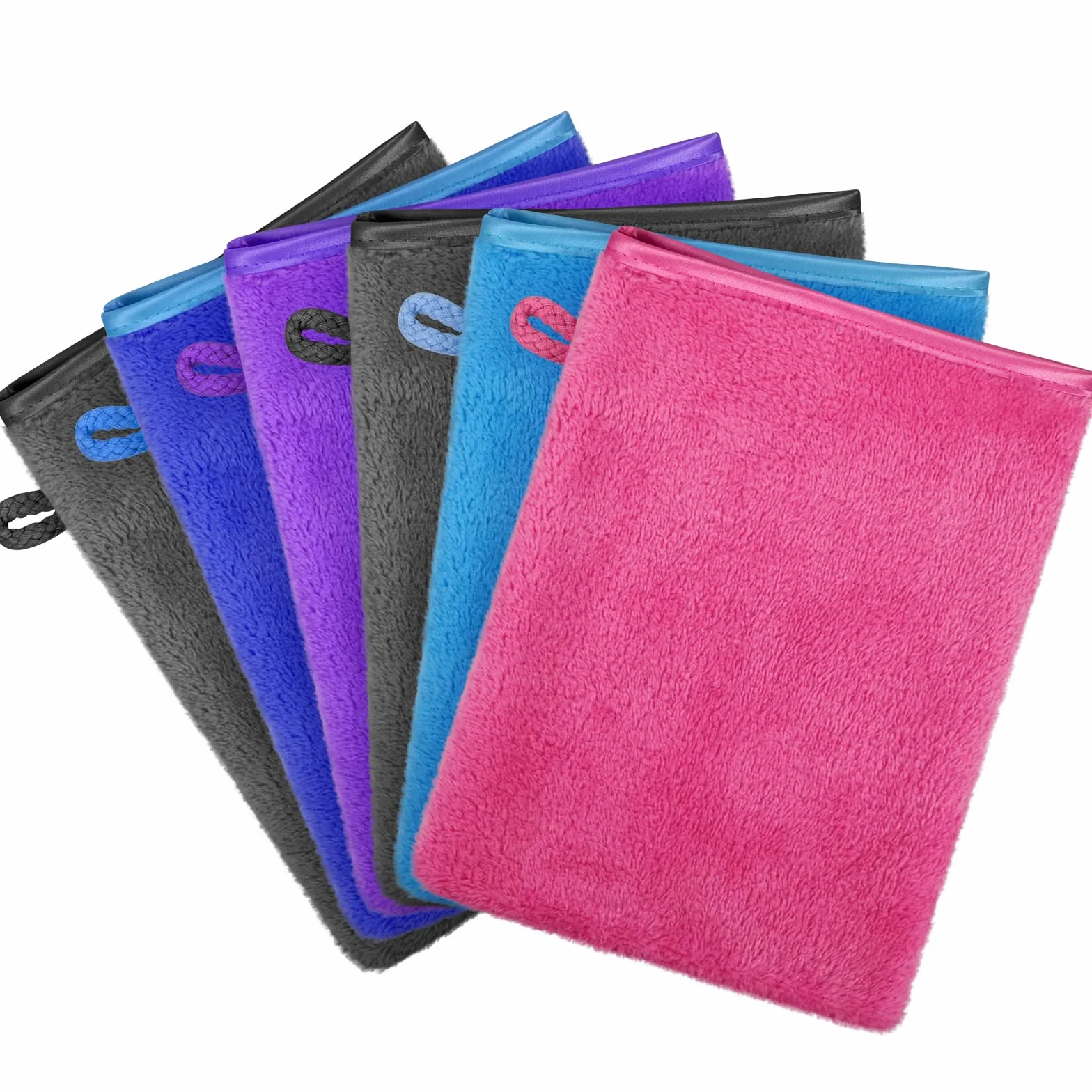 6 unidades de manoplas de microfibra supersuaves de rizo de microfibra multicolor gris azul rojo púrpura guante de lavado cuerpo cara coral polar conjunto bebé niños mujer