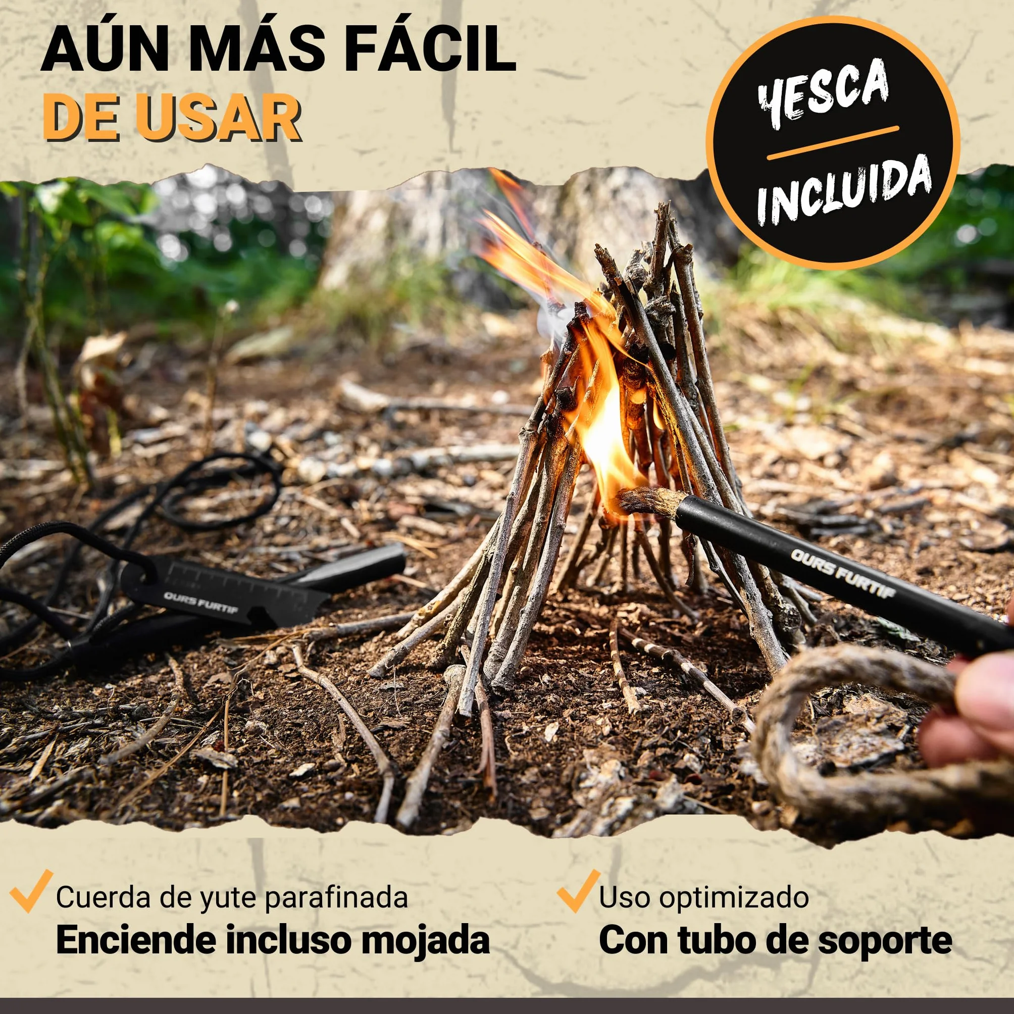 Pedernal Supervivencia Piedra de Fuego XXL Ferrocerio 12mm 20 000 usos Camping Bushcraft