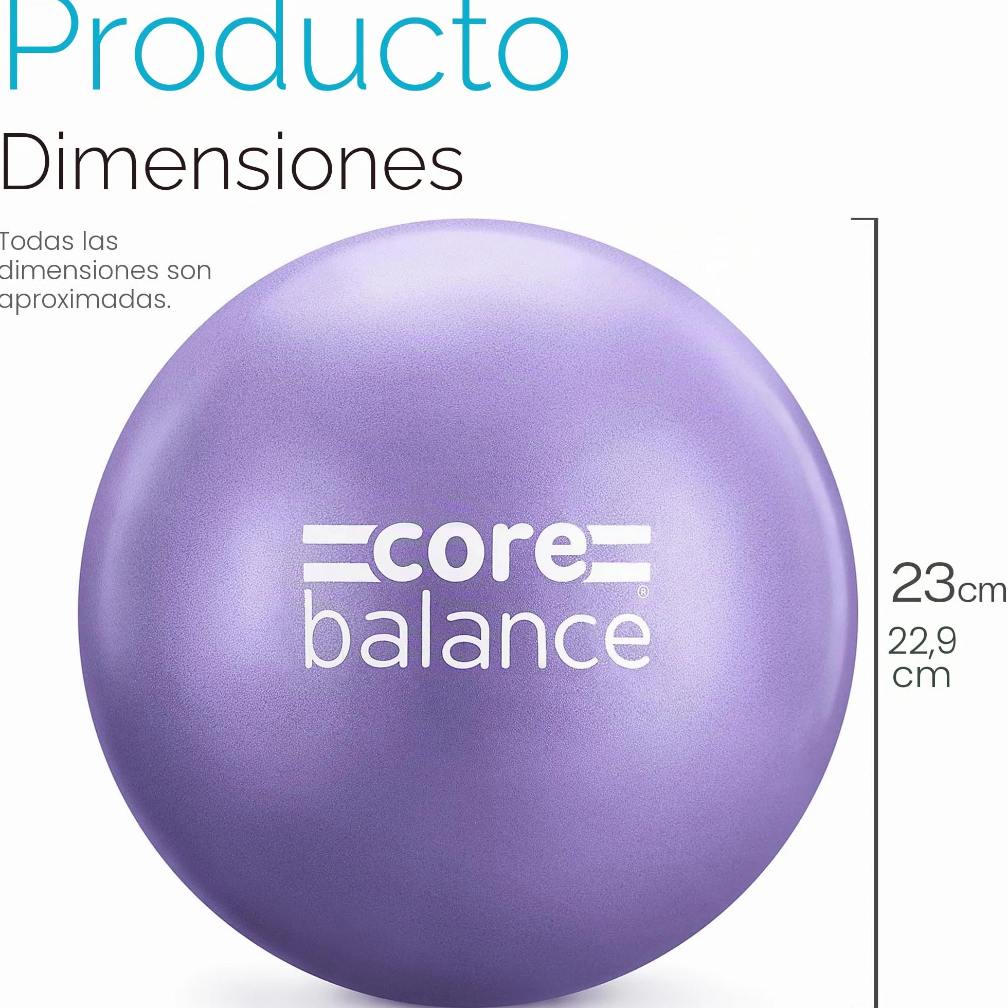 Core Balance Pelota de Pilates Pequeña Softball 23cm Antideslizante Anti Reventones PVC 200kg