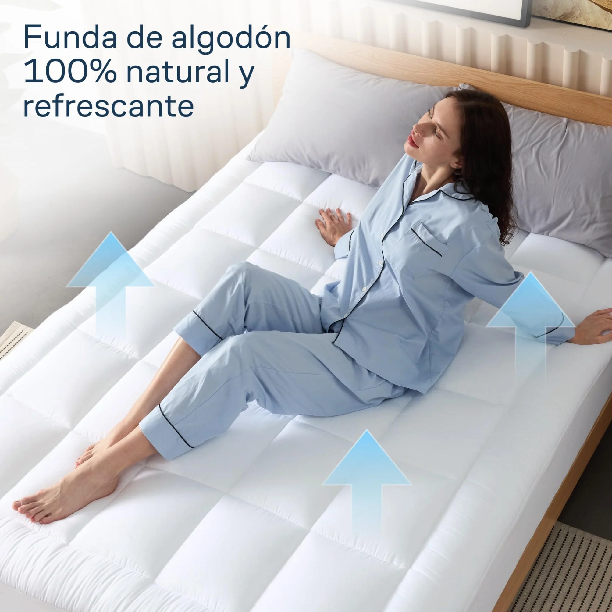 Cotton 100% 130T Mattress Topper 120x190 cm, 600 gsm with Skirt 7D/3D 50/50