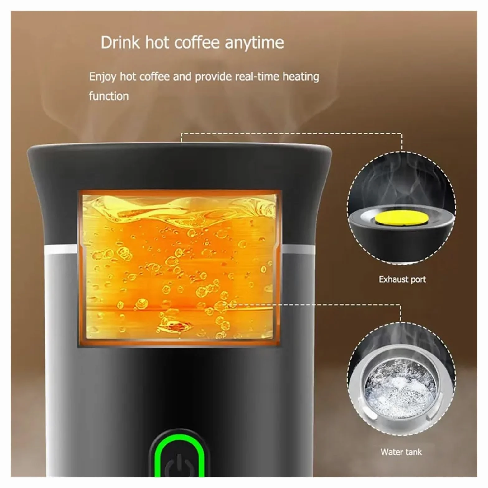 Cafetera portátil, Cafetera portátil de cápsulas italiana espresso eléctrica pequeña inalámbrica bomba de calor máquina de café a presión for el hogar ,para vehículos recreativos, senderismo, oficina(