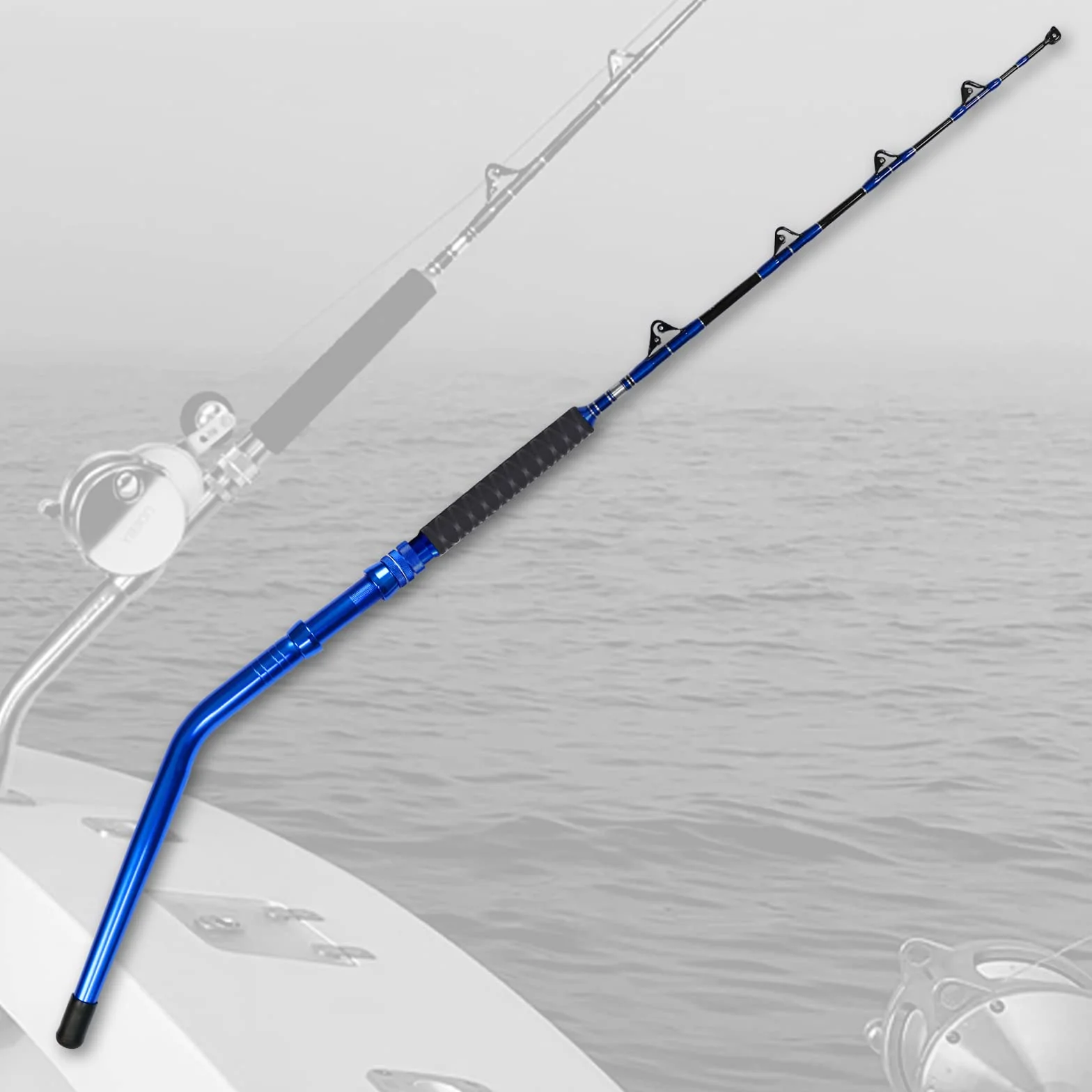Fiblink Caña de Pescar 2 Piezas Agua Salada Convencional Barco Guías Rodillo 30-50 lbs 5'6"