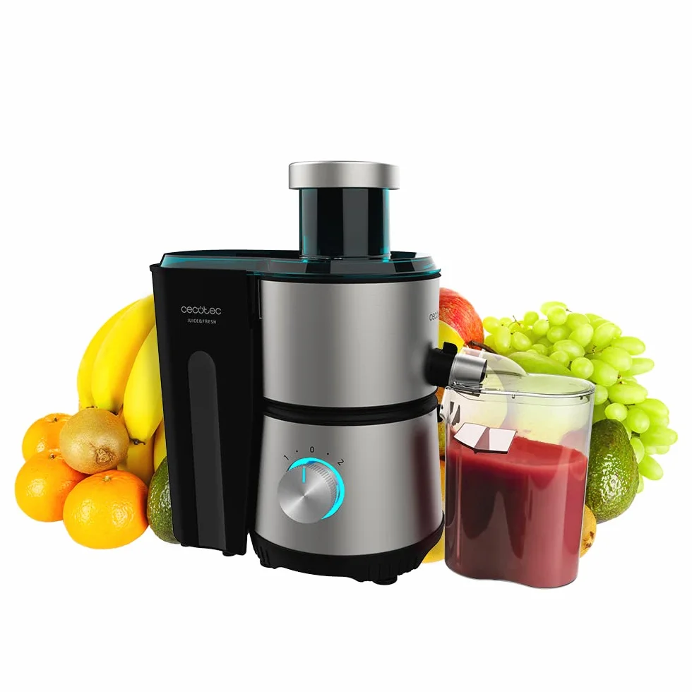 Cecotec Licuadora Orbital Juice&Fresh 400 Titan Black. 400 W, 20000 RPM de Velocidad, Tamaño Compacto, 2 Velocidades, Disco con Recubrimiento de Titanio Negro, Sistema antigoteo, Jarra 350 ml