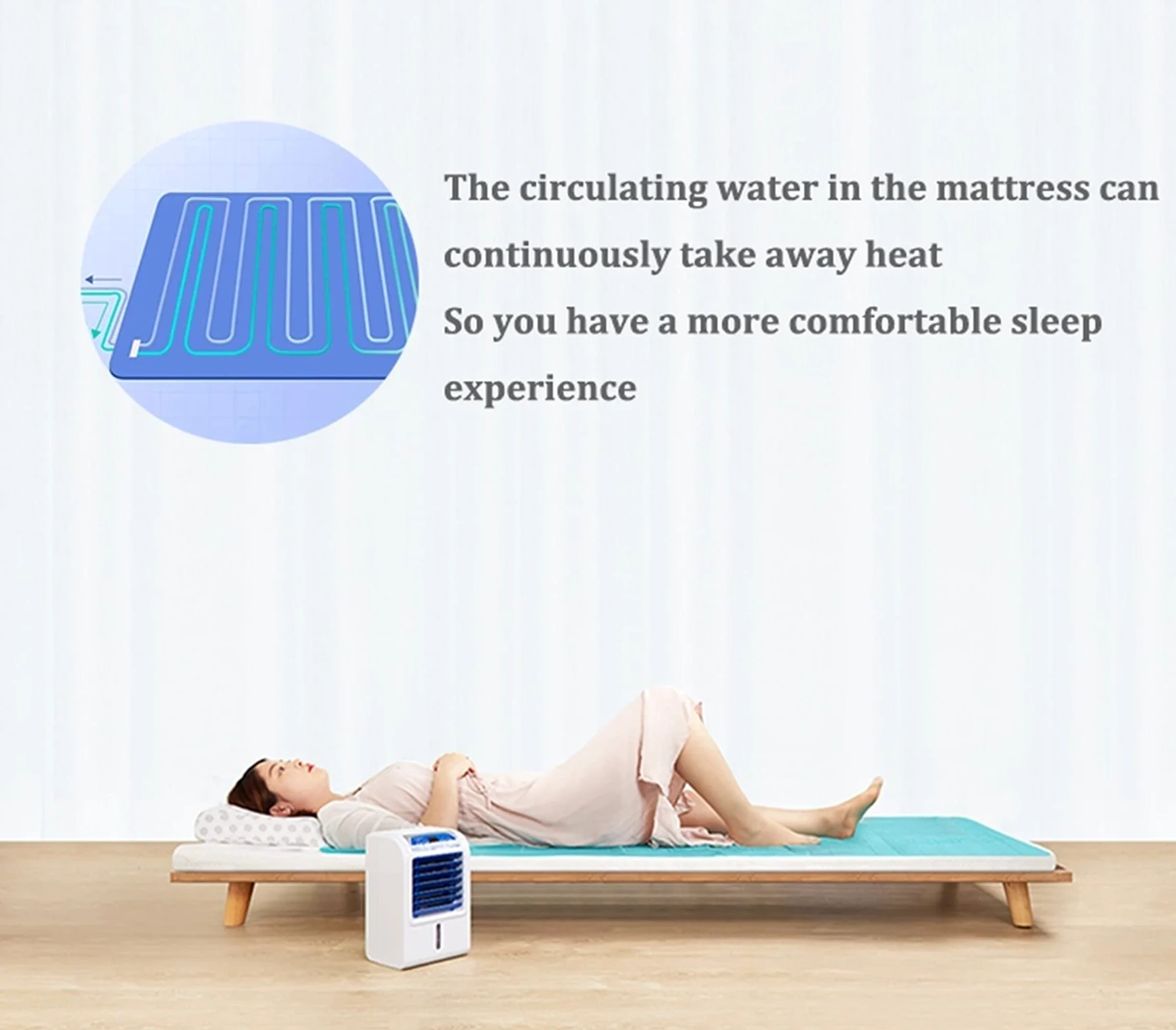 Almohadilla del colchón de enfriamiento por Agua para la Cama, Sistema portátil del Aire Acondicionado de la CA con el termostato Ajustable y la Bomba de bajo Ruido, refrigerador del sueño del Ahorro