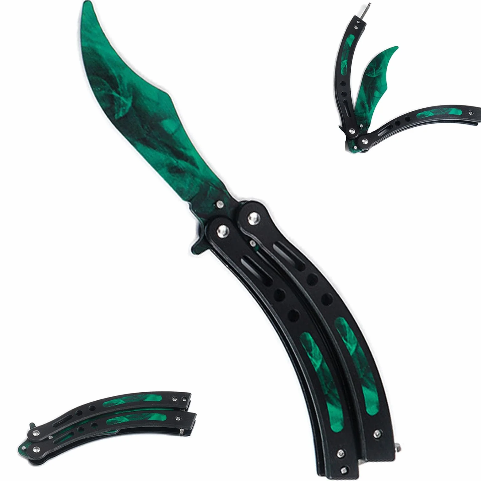 Butterfly Trainer Plegable de Acero Inoxidable Verde para Entrenamiento de Mano