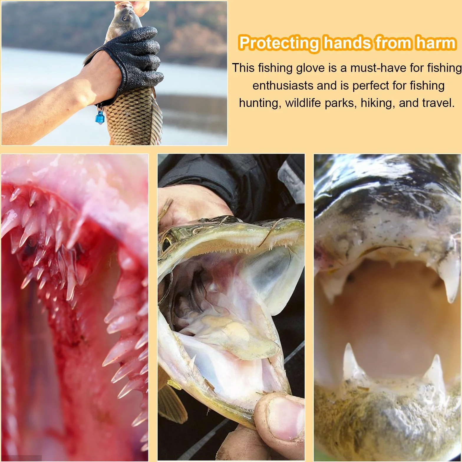 Guantes de Pesca Impermeables Anticortes con Cierre Magnético Antimordeduras