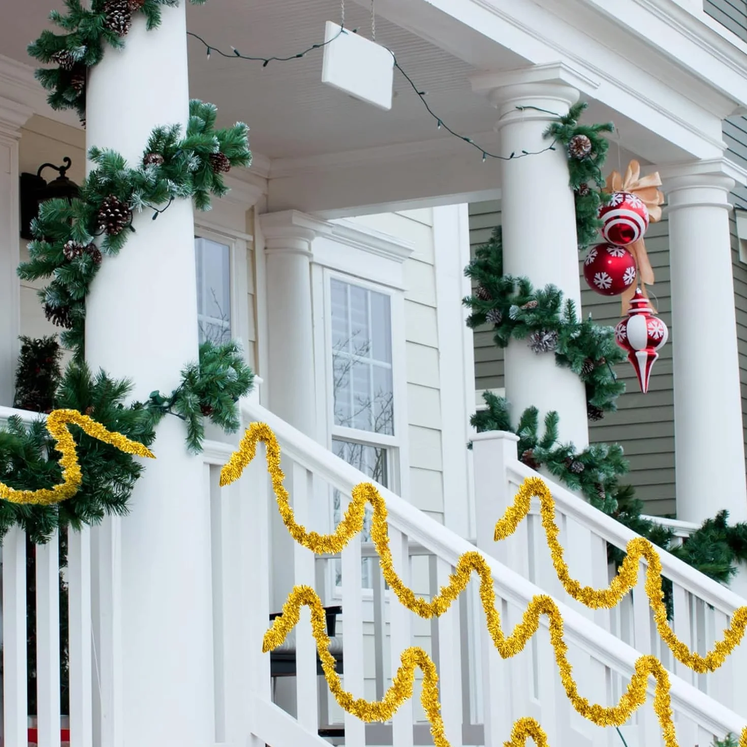 10 guirnaldas de espumillón de Navidad, guirnalda de 2 m para árbol de Navidad, guirnalda de lametta, espumillón brillante, guirnalda de decoración de árbol de Navidad, para Navidad, bodas, fiestas de
