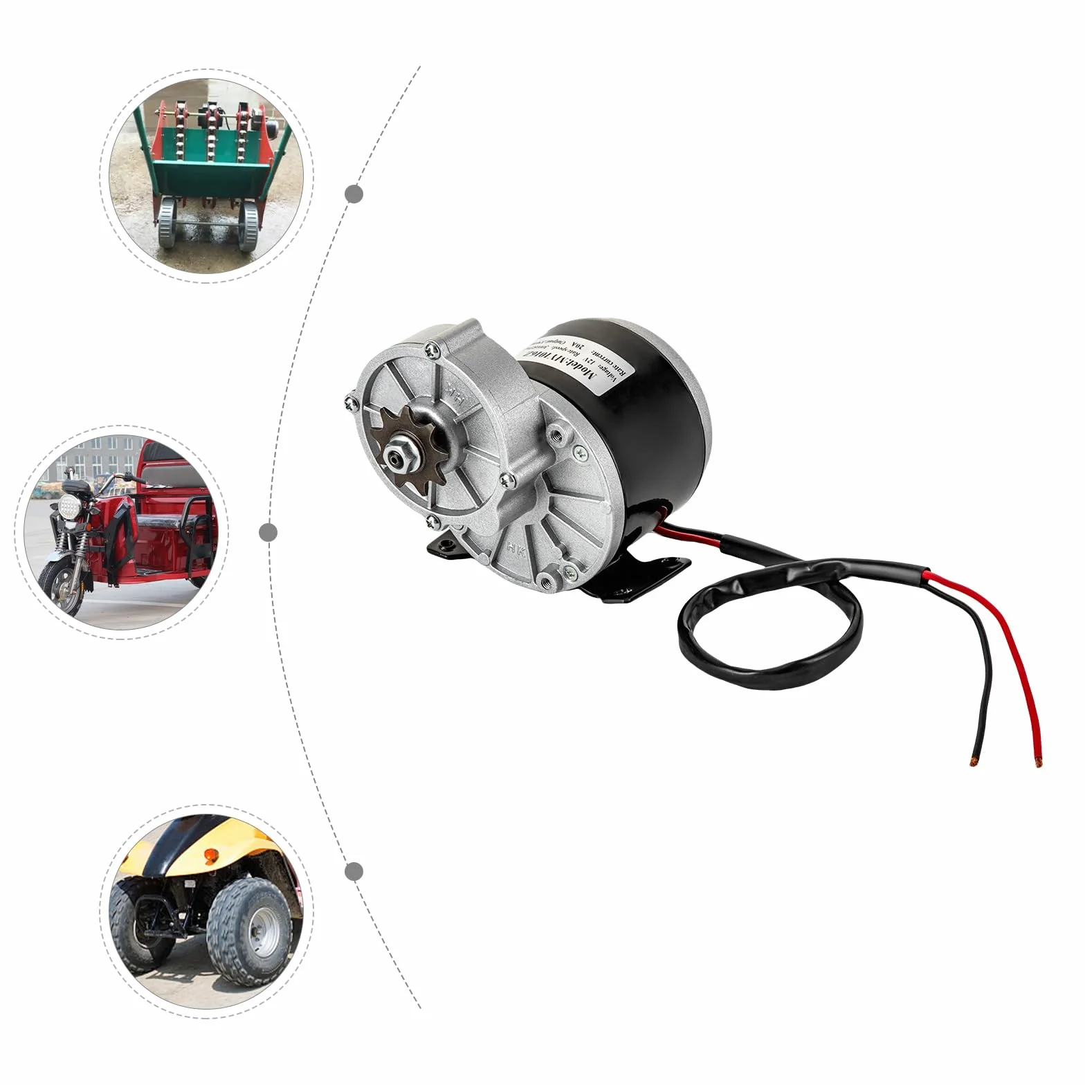 Motor de Corriente Continua Cepillado 12V Motor Eléctrico de Engranaje para Bicicleta Kart