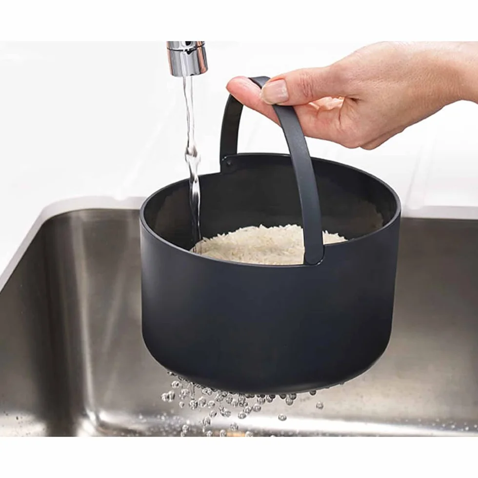 Joseph Joseph M-Cuisine Vaporera para Cocinar Arroz y Granos en Microondas, Apta para Lavavajillas - Piedra/Naranja, 2 Litros