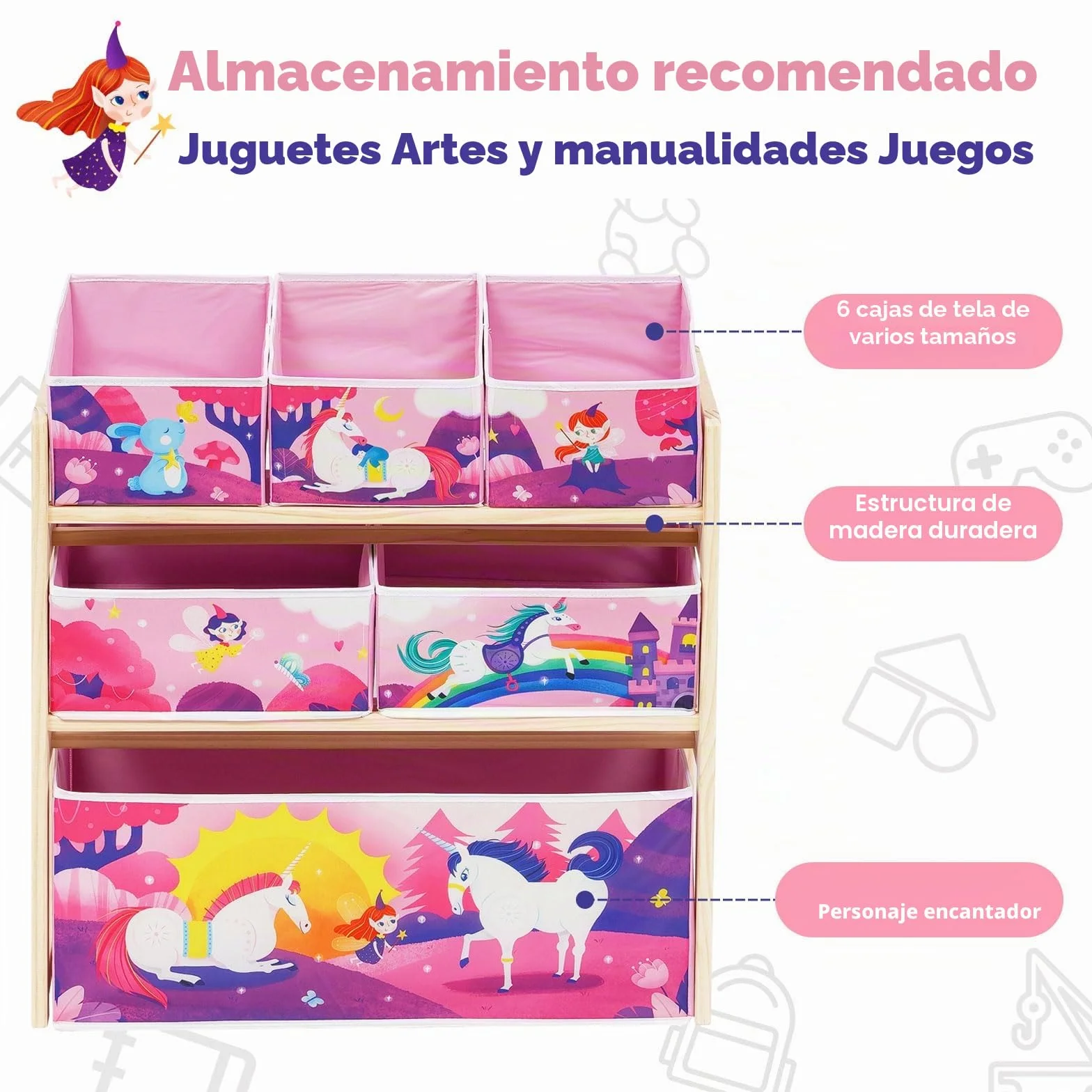 HOMCENT Organizador de Juguetes con 6 Cajas de Almacenamiento de Gran Capacidad