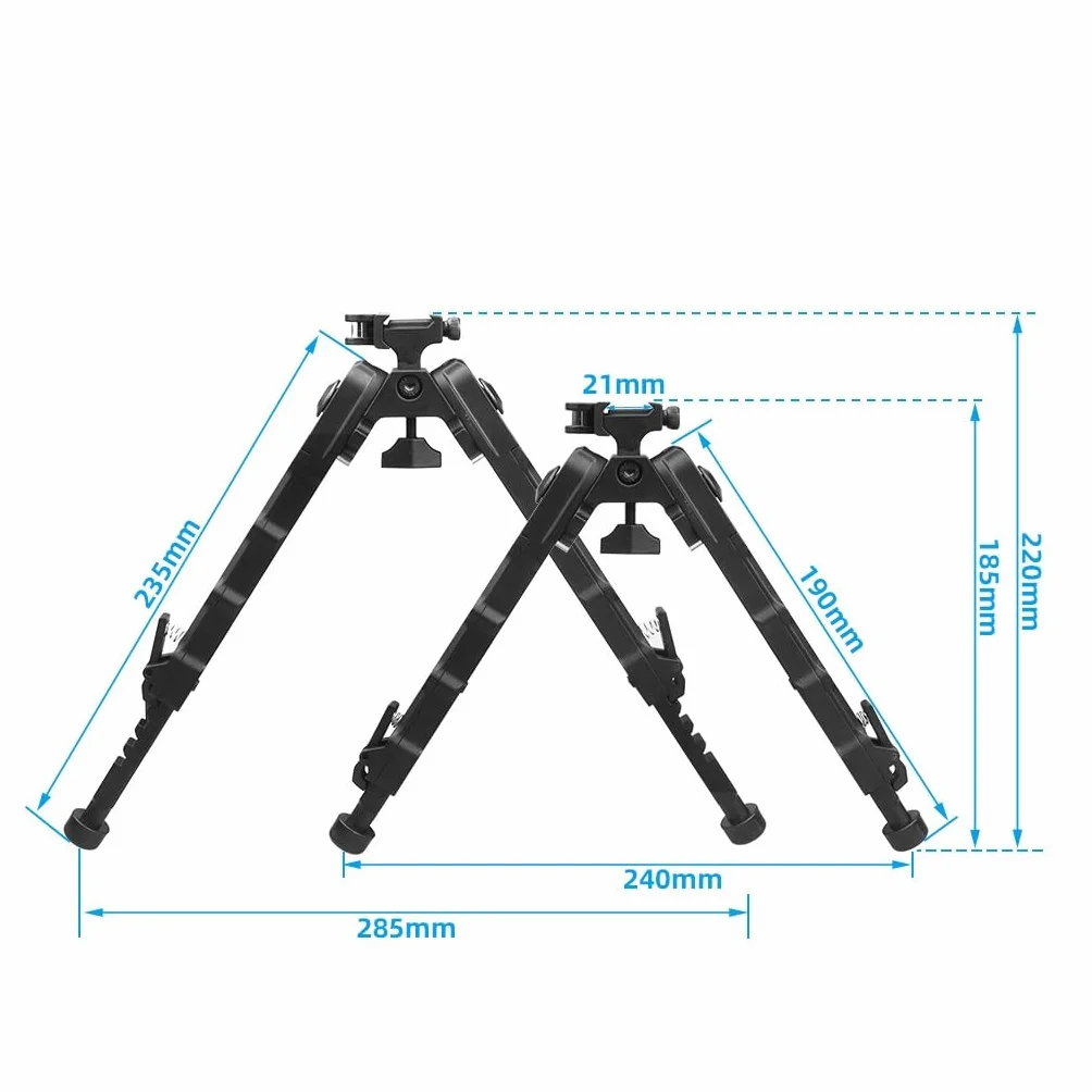 Bípode Táctico Ligero V9, Altura Ajustable 6-9 Pulgadas, Liberación Rápida, Aleación de Aluminio, Duradero