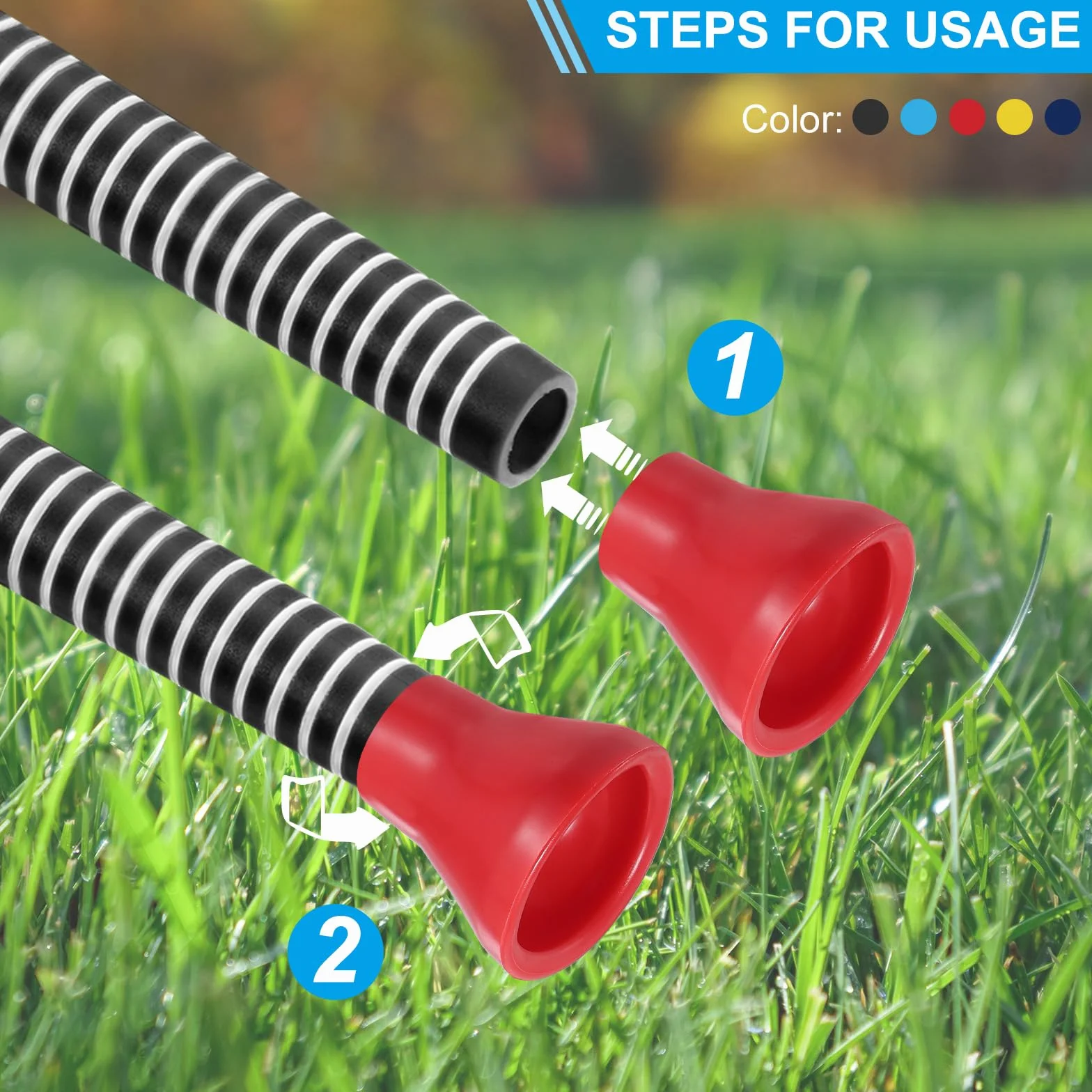 PATIKIL Recogedor de Bolas de Golf, 5 Piezas de Ventosa de Goma para Recoger Bolas de Golf con Agarre de Palo para Golfistas, Negro/Azul/Rojo/Azul Oscuro/Amarillo