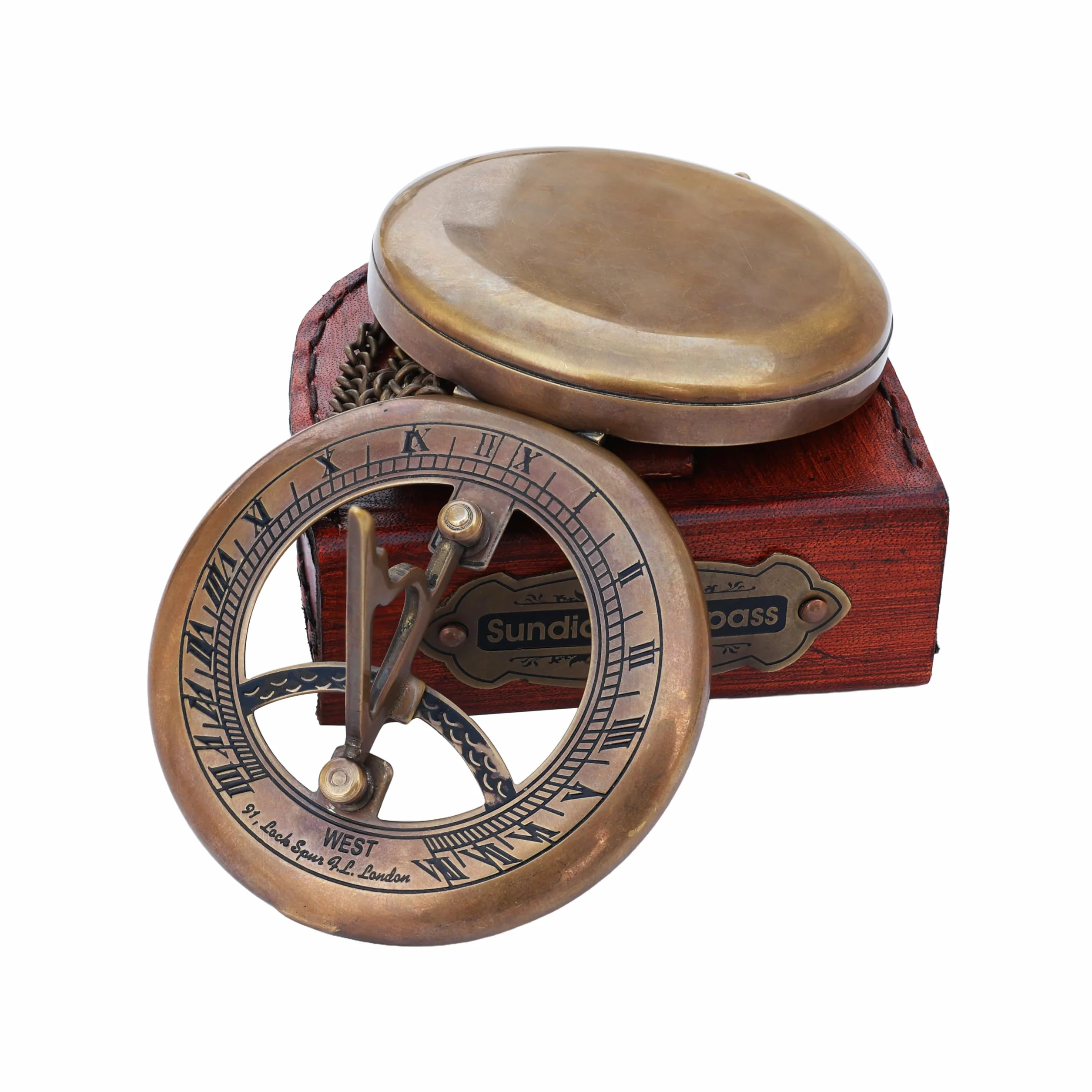 Reloj Solar de latón – Brújula Abierta – Accesorio Steampunk Hombres – Hermoso Hecho a Mano – Reloj de Sol – Reloj de Sol – Reloj Steampunk para él – Decoración Antigua