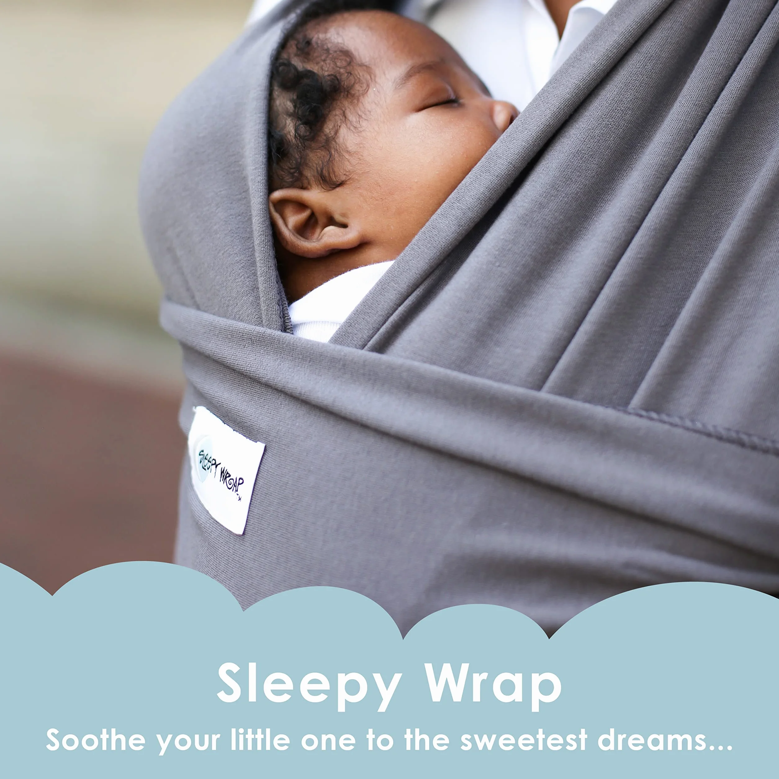 SleepyWrap Fular portabebé para recién nacidos - Porta bebés manos libres, Fular porteo elastizado y ergonómico, Marsupio bebé liviano para niños de entre 3 y 15 kilos (gris)