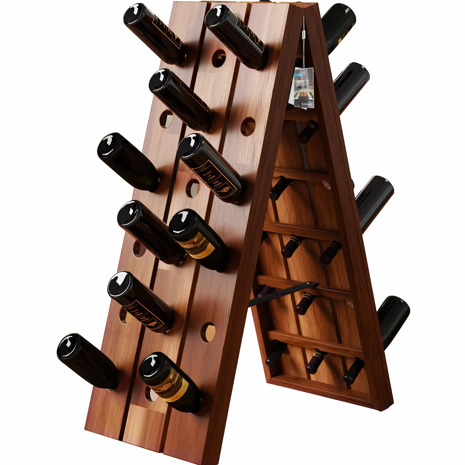 CASARIA Botellero de Madera de Acacia 36 Botellas 87x40x55cm Estantería para Vinos Rústica Plegable Vinoteca