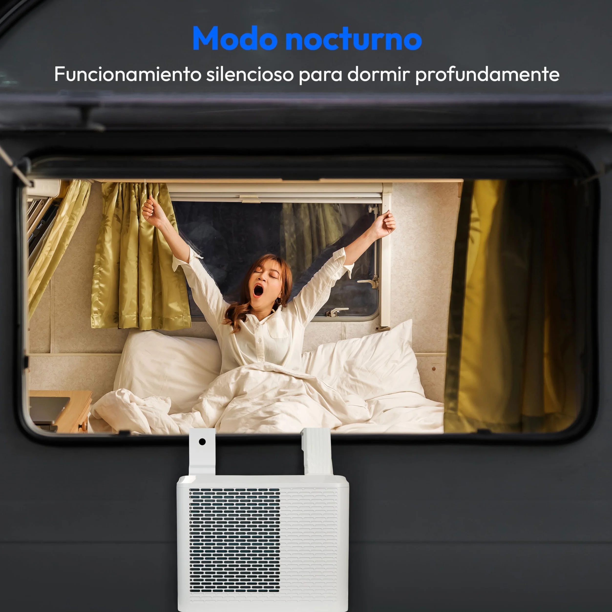 MEDION Smart Split Aire Acondicionado Caravana P502 (5000 BTU, 3 en 1, Refrigeración, Deshumidificación, Ventilador, hasta 12 m², ideal para caravanas, Campers, Modo Nocturno, WiFi, App, MD 37735)