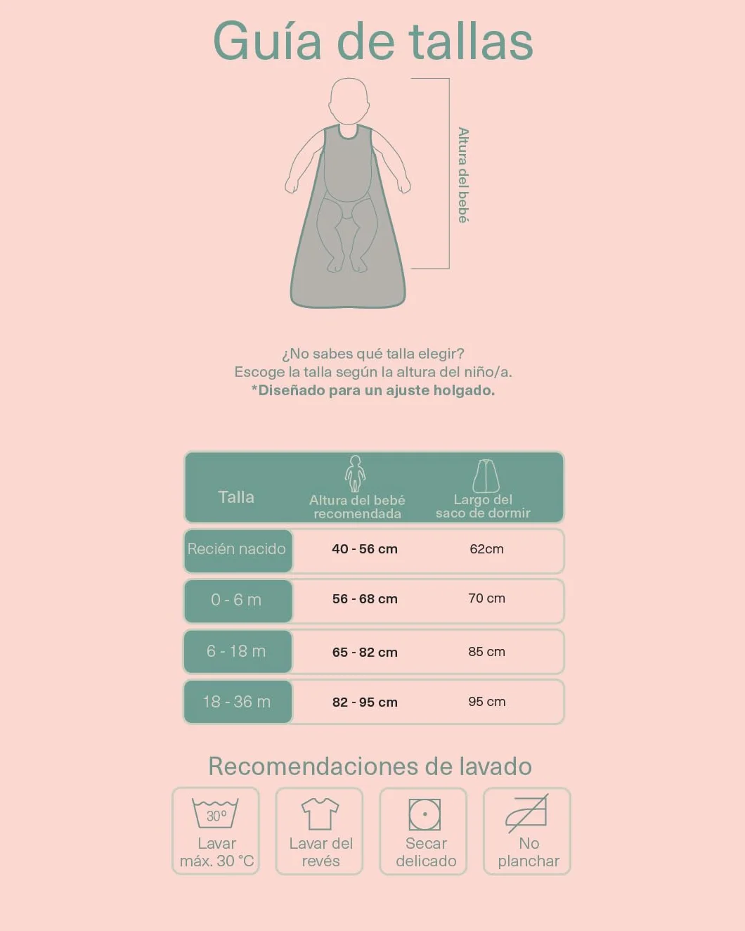 Saco de Dormir para Bebé 0.5 TOG 85 cm Muselina Premium Mercury