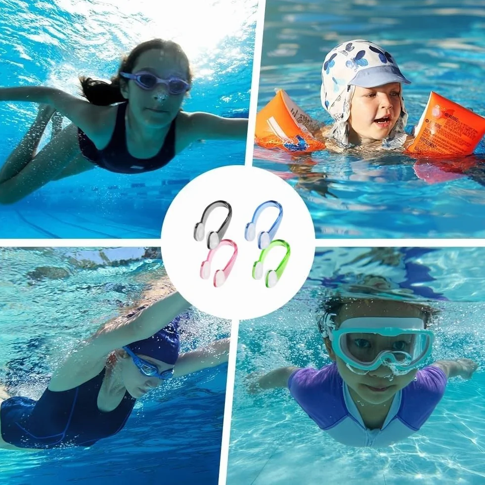 Pinzas de Nariz para Natación, 4 Piezas Silicona Impermeable Clip para Nadar