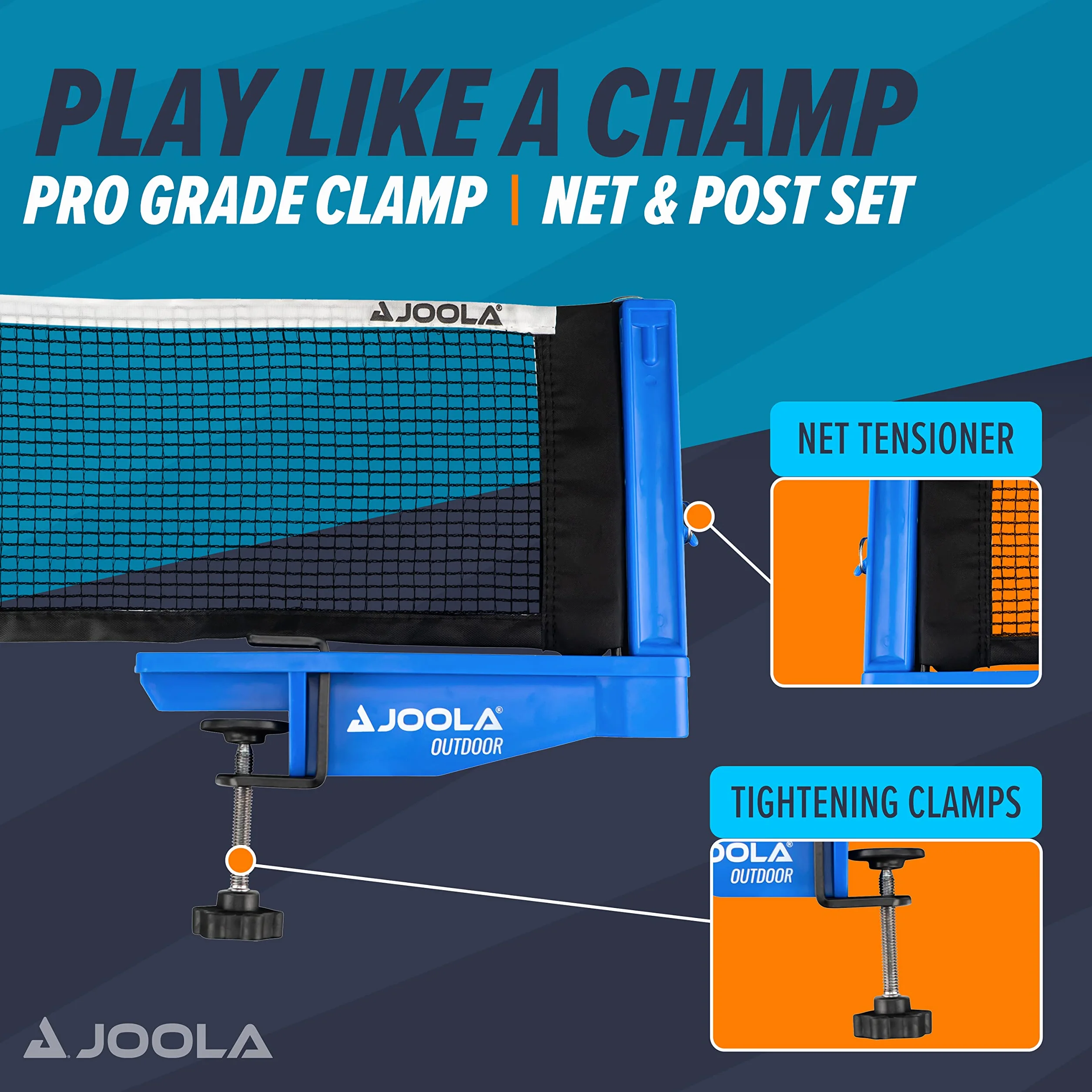 JOOLA Tischtennisnetz Outdoor Garnitur verstellbar Blau