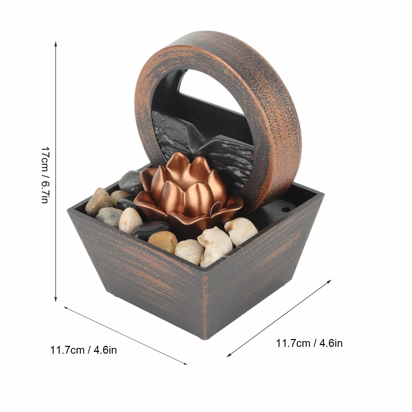 Fuente de escritorio Fuente de escritorio Fuente de cascada interior Cascada Decoración con flores de loto para la decoración del hogar con luz LED y cable USB
