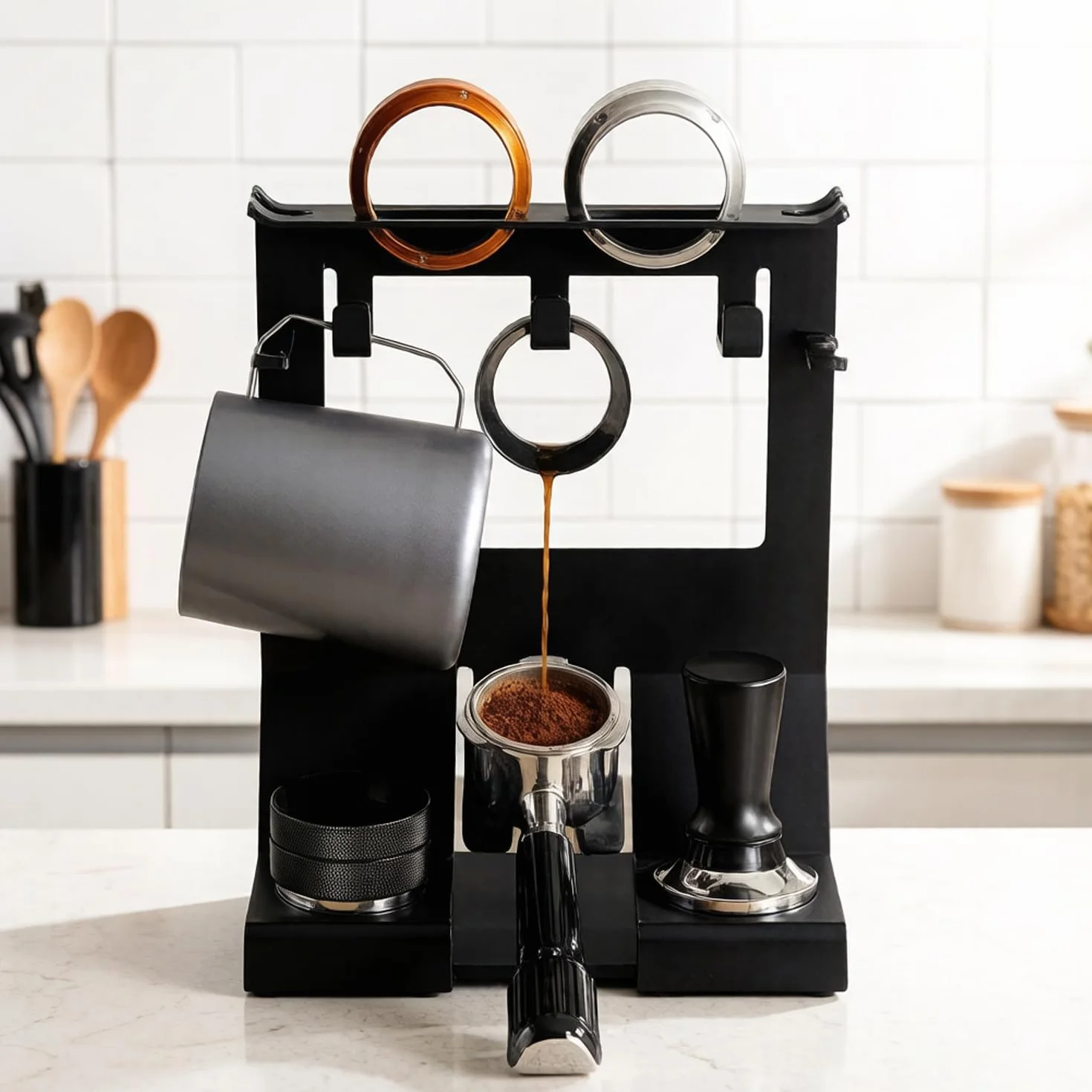 Organizador Profesional para Accesorios de Café, Sistema de Almacenamiento Compacto para Baristas​, para 58mm Tamper