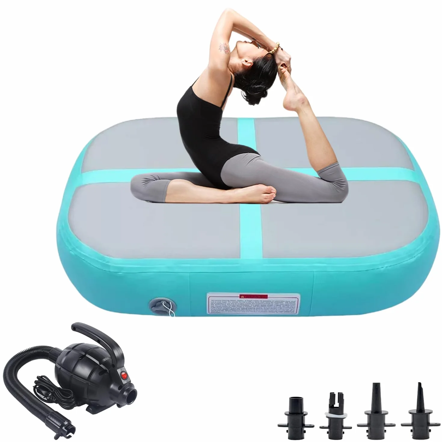 Airtrack Colchoneta Hinchable 100 cm con Bomba de Aire, Esterilla de Gimnasia y Yoga