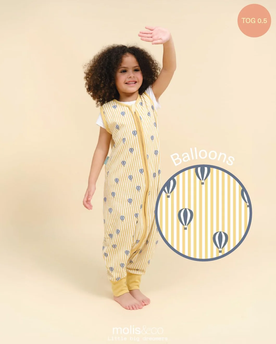 Pijama Burbuja con Pies 0.5 TOG 80 cm 2 años 100% Algodón Oeko-Tex 100 Balloons