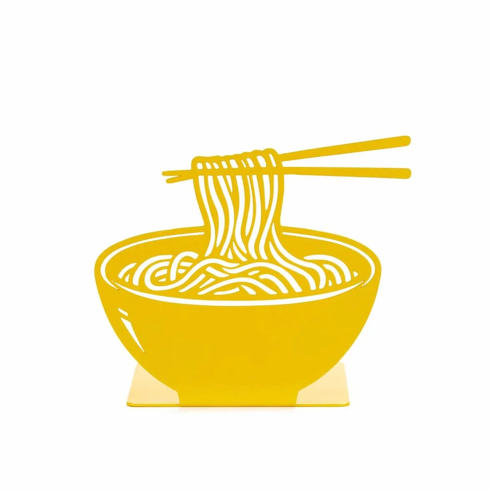 Balvi Sujetalibros Ramen Color Amarillo Diseño Original con Forma de Ramen Metal
