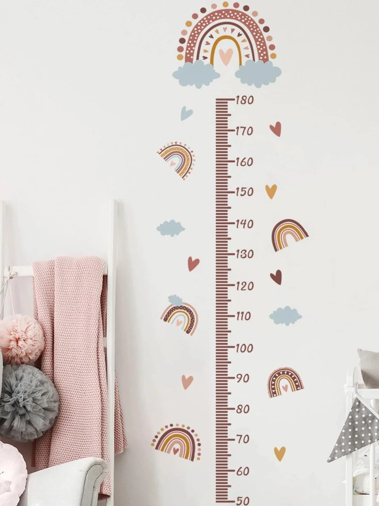 Pegatina Decorativa para Pared Regla Adhesiva de Vinilo Medir Crecimiento Infantil 180cm