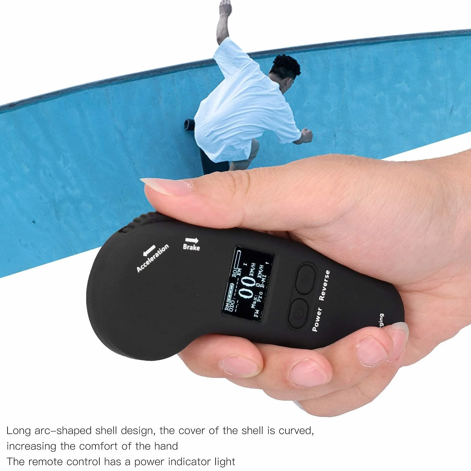 Agatige Control Remoto Monopatín Eléctrico Inalámbrico Pantalla LED Mando Distancia Frenado Velocidad Ajustable