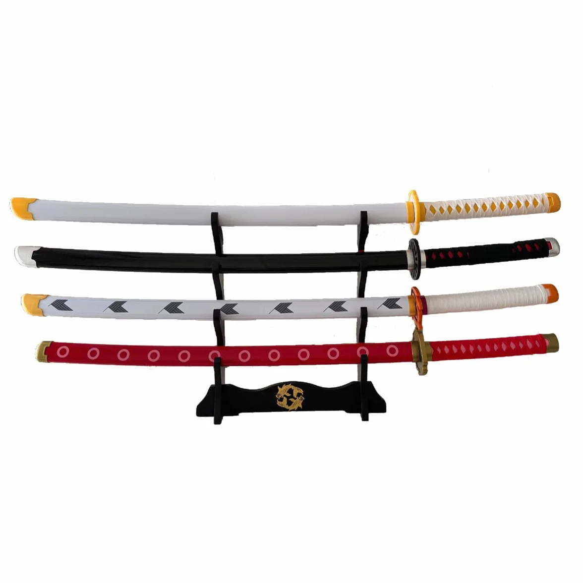 Soporte de Katana de Terciopelo Japonés Acolchado - Estante de Exhibición de Samurai 4 Niveles