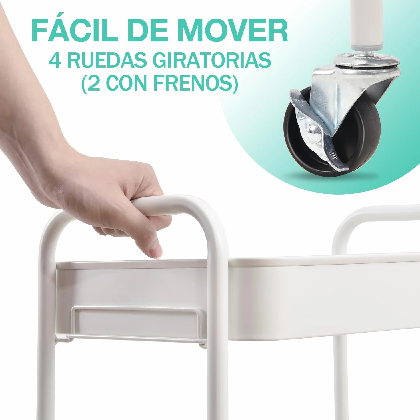 KINGRACK Carro de cocina, carrito con ruedas de 3 niveles, de metal, con asas de ruedas, carrito de estantería para oficina, salón, carrito multiusos para cocina, baño, cosméticos, sin tornillo, fácil