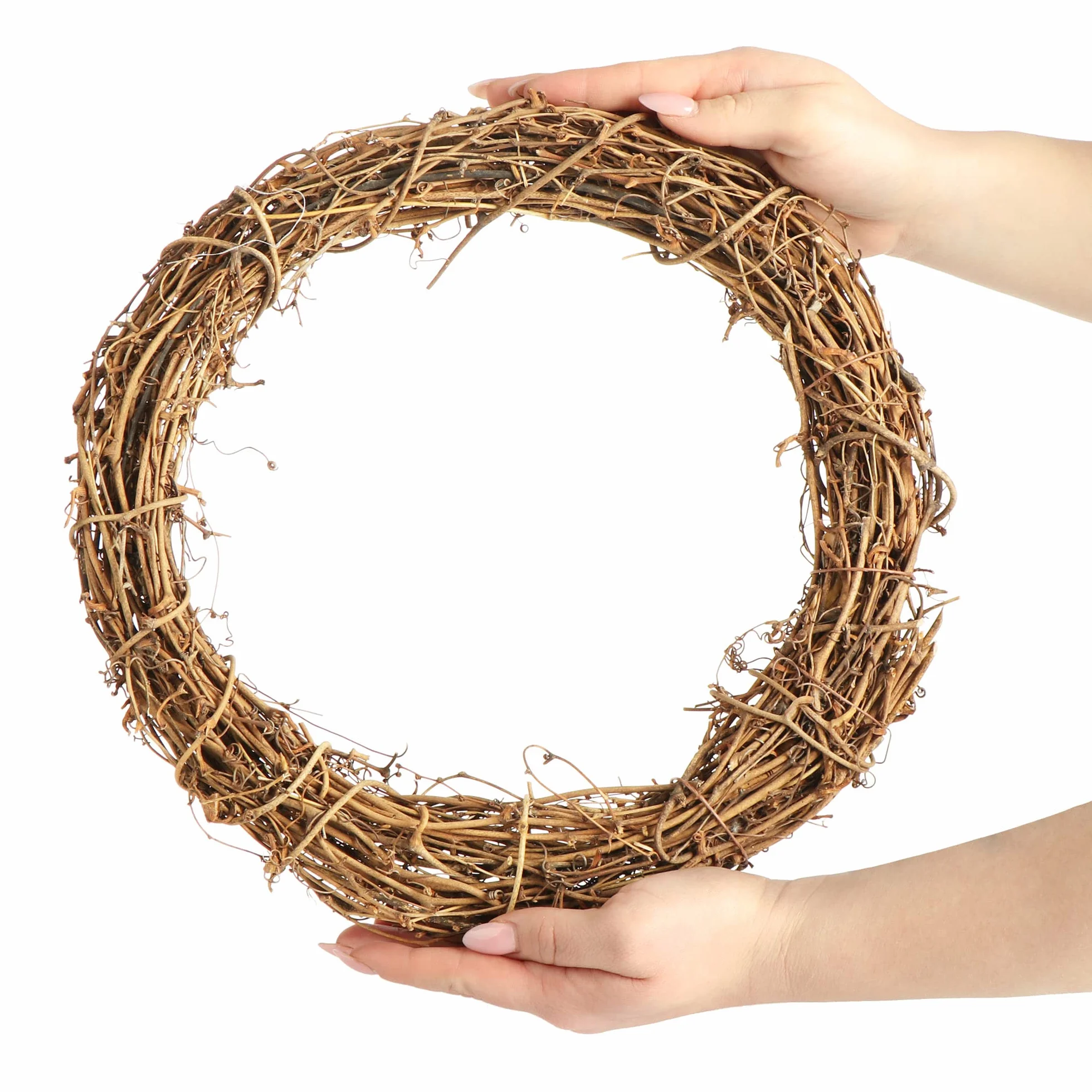 com-four® 1x Corona Decorativa de Madera para Manualidades - Corona de Mimbre para Decorar Ventanas, mesas y Puertas (1 Pieza - Corona Ø30cm marrón Claro)