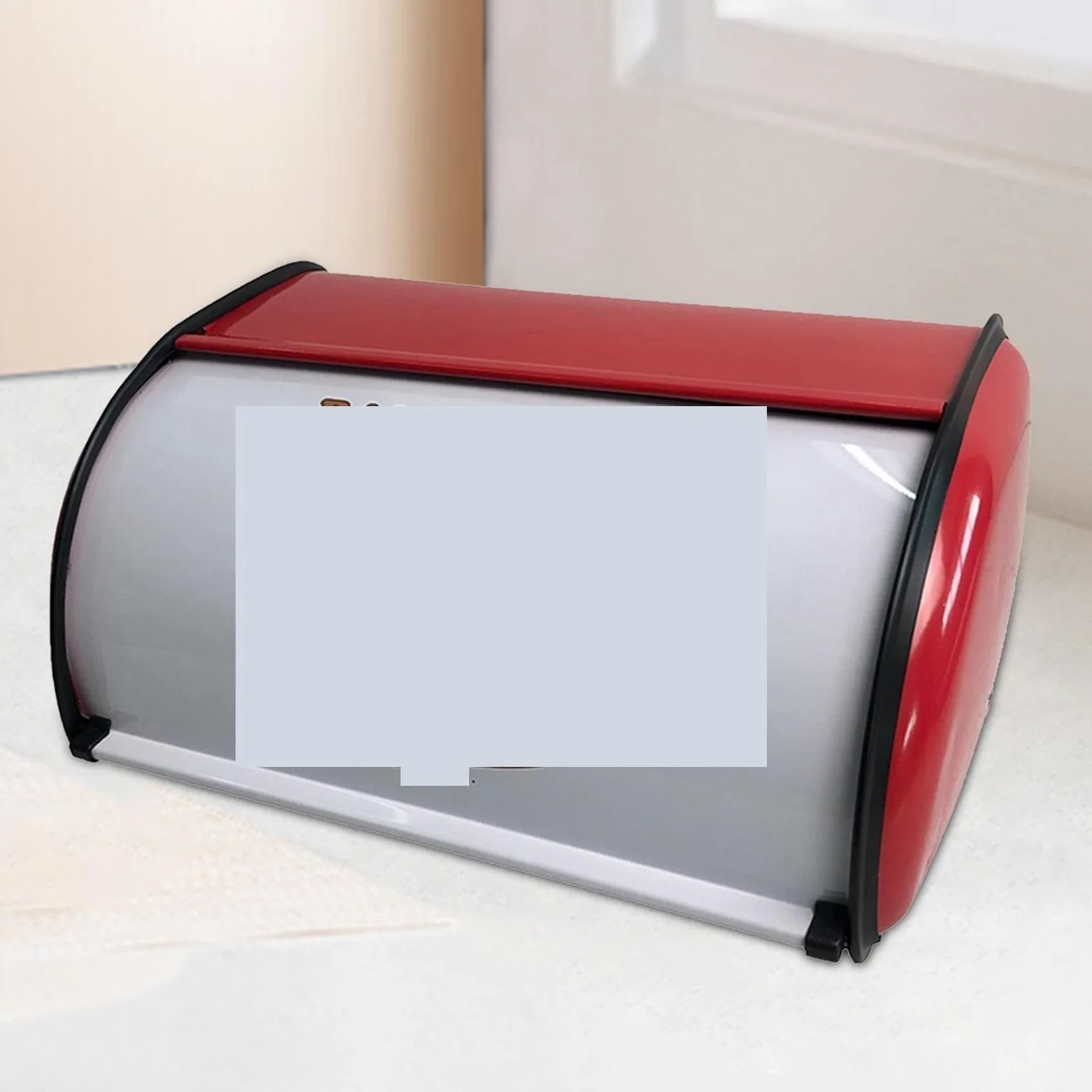 Caja De Pan Panera para Pan Panera De Metal con Tapa Enrollable, Soporte Rústico para Guardar Pan, para Encimera, Cocina Y Hogar Caja Contenedor De Pan(Rot)