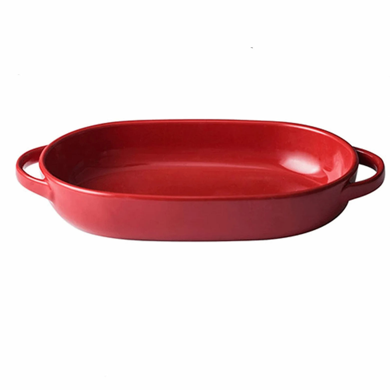 Fuente para Hornear Plato for Hornear Rojo, Molde for lasaña con Asas, Molde for Hornear Rectangular de cerámica for Cena y Banquete Bandejas Horno
