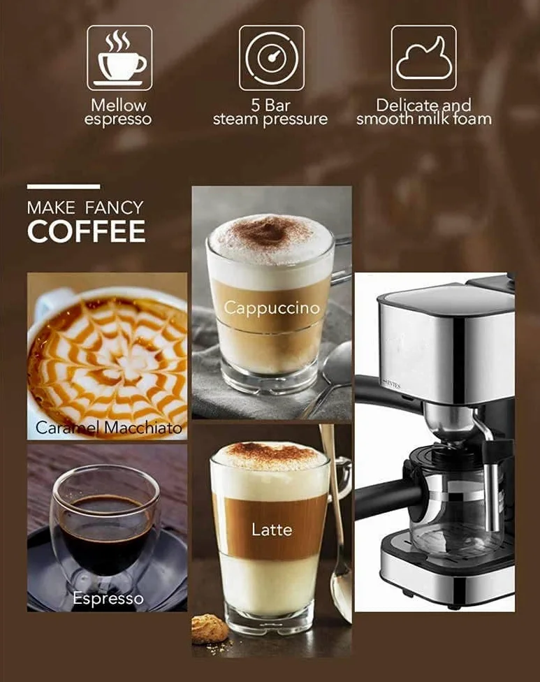 Vaporizador de Leche Batidora de Leche Calentador de Leche Máquina de café espresso multifuncional para hacer capuchino con vaporizador de leche, juego de paquete de barista con espumador de leche i