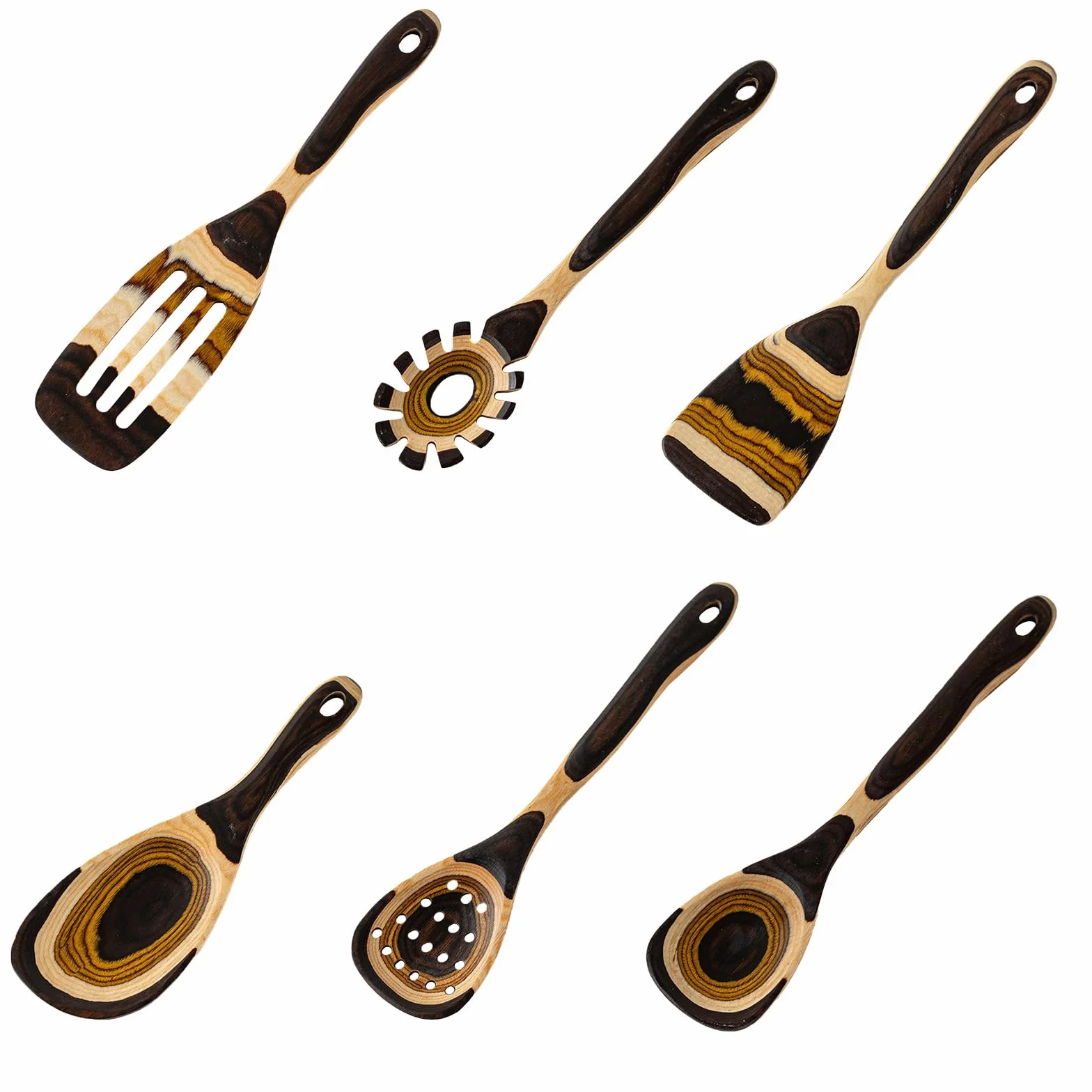 Cuchara de madera de colores degradados Cucharón de sopa antiadherente Pastas Espátula Utensilios para regalar y mejorar la cocina Cuchara de cocina de madera estética