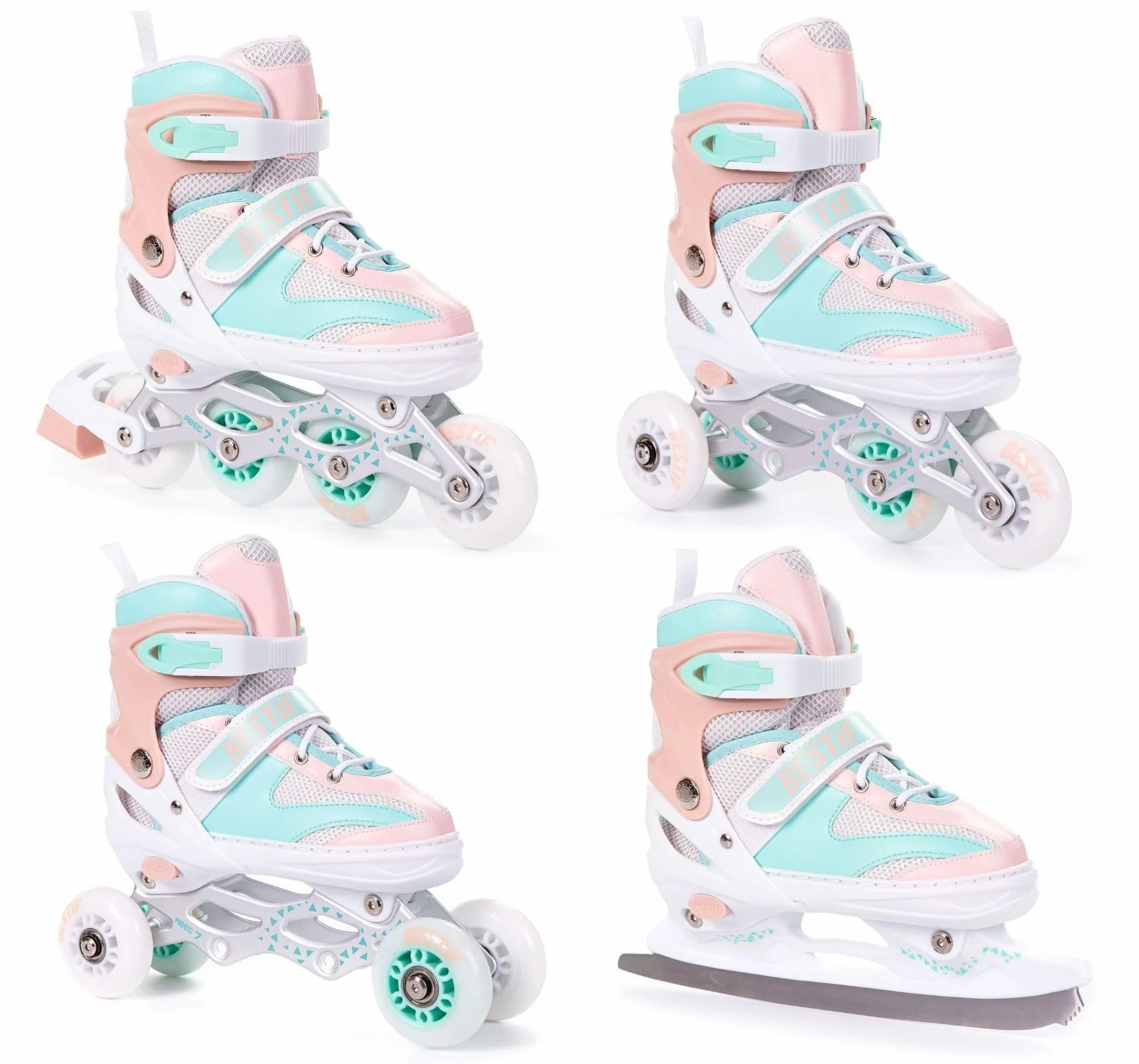 Patines en línea para niños y adultos, patines en línea 4 en 1, patines de hielo ajustables
