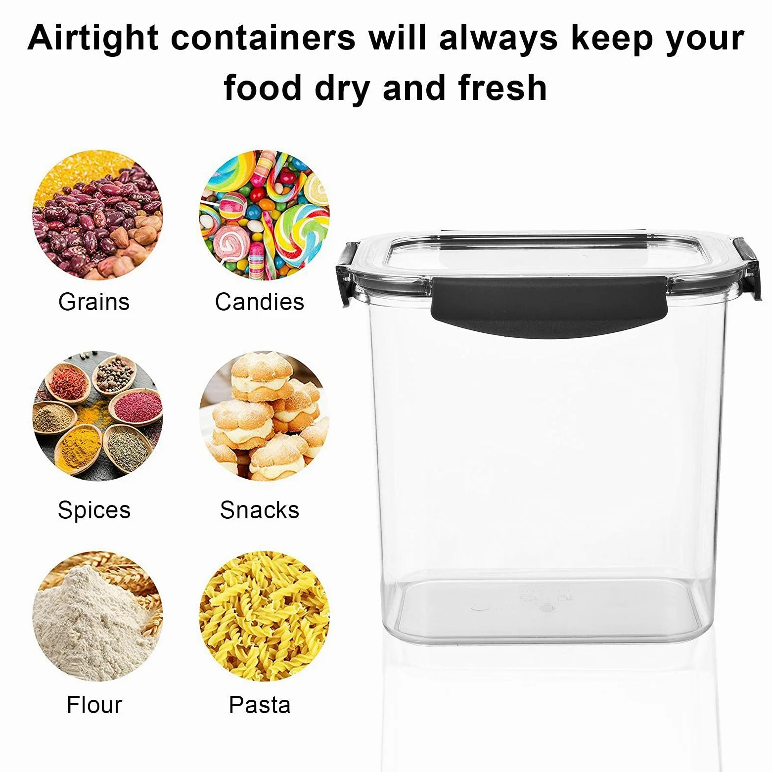 Botes Cocina Almacenaje Plastico, Juego De 5 Botes De | Almacenamiento Cocina con Tapa, Sin BPA Contenedores Herméticos 0,98/1,9/3/4/5 L