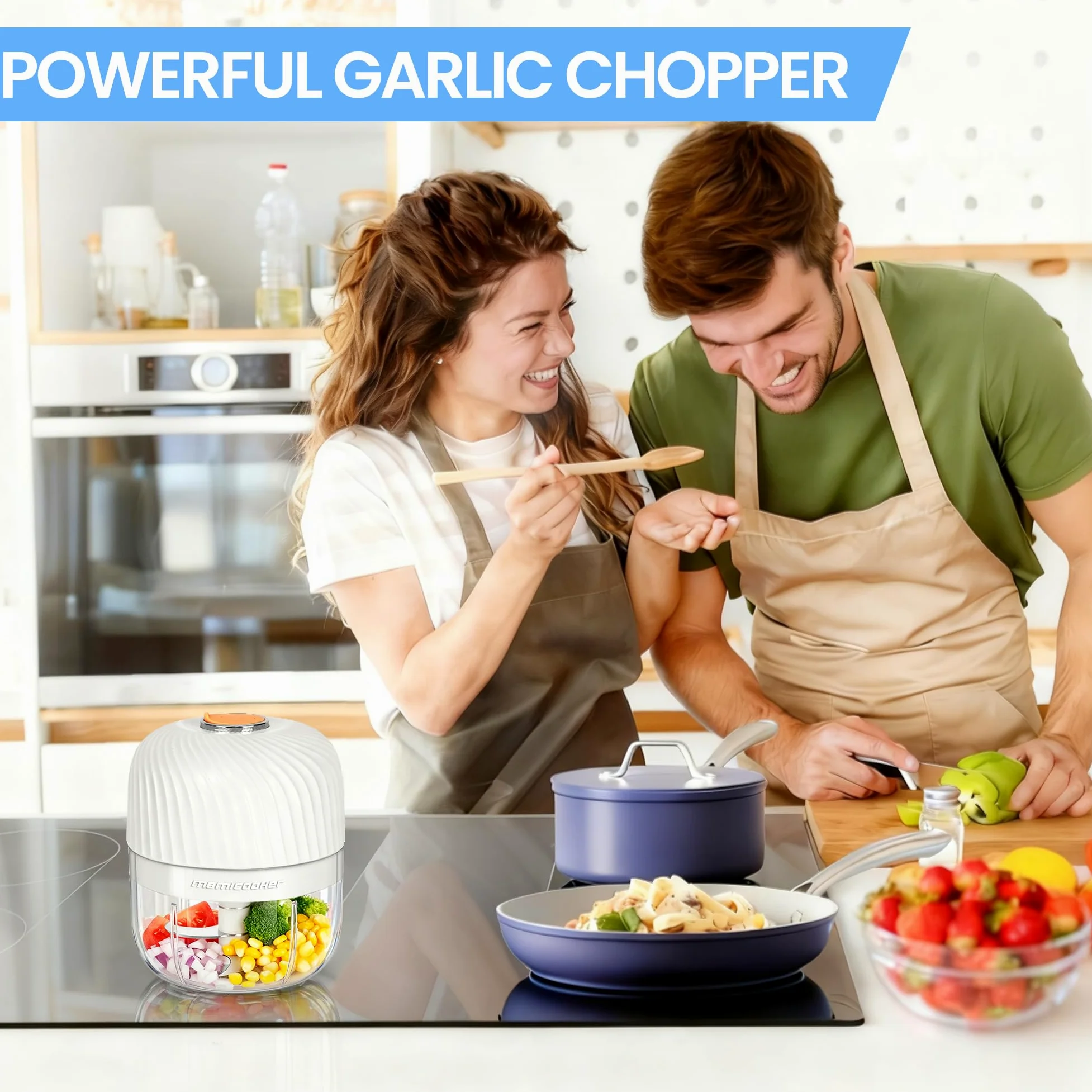 Picador de ajo eléctrico, mini picador portátil de verduras, molinillo de ajo de 250 ml, picador de cebolla, licuadora a verduras, procesador de alimentos inalámbrico para jengibre, chile, fruta,