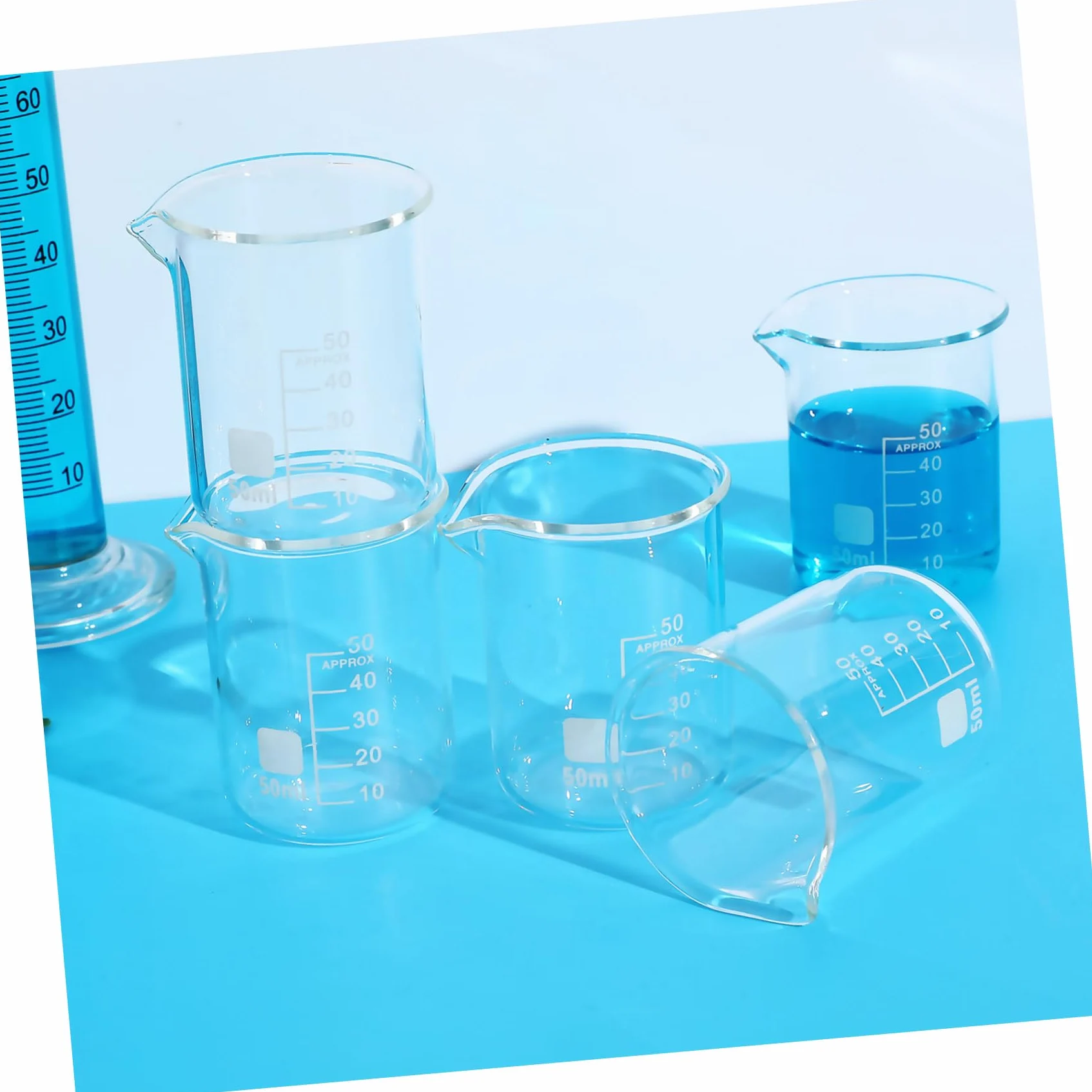 Alipis Vaso Medidor de Laboratorio 50ml Vidrio Transparente 20 Piezas | Forma Baja Escala, Uso Versátil, Limpieza Fácil, Estilo Simple y Elegante
