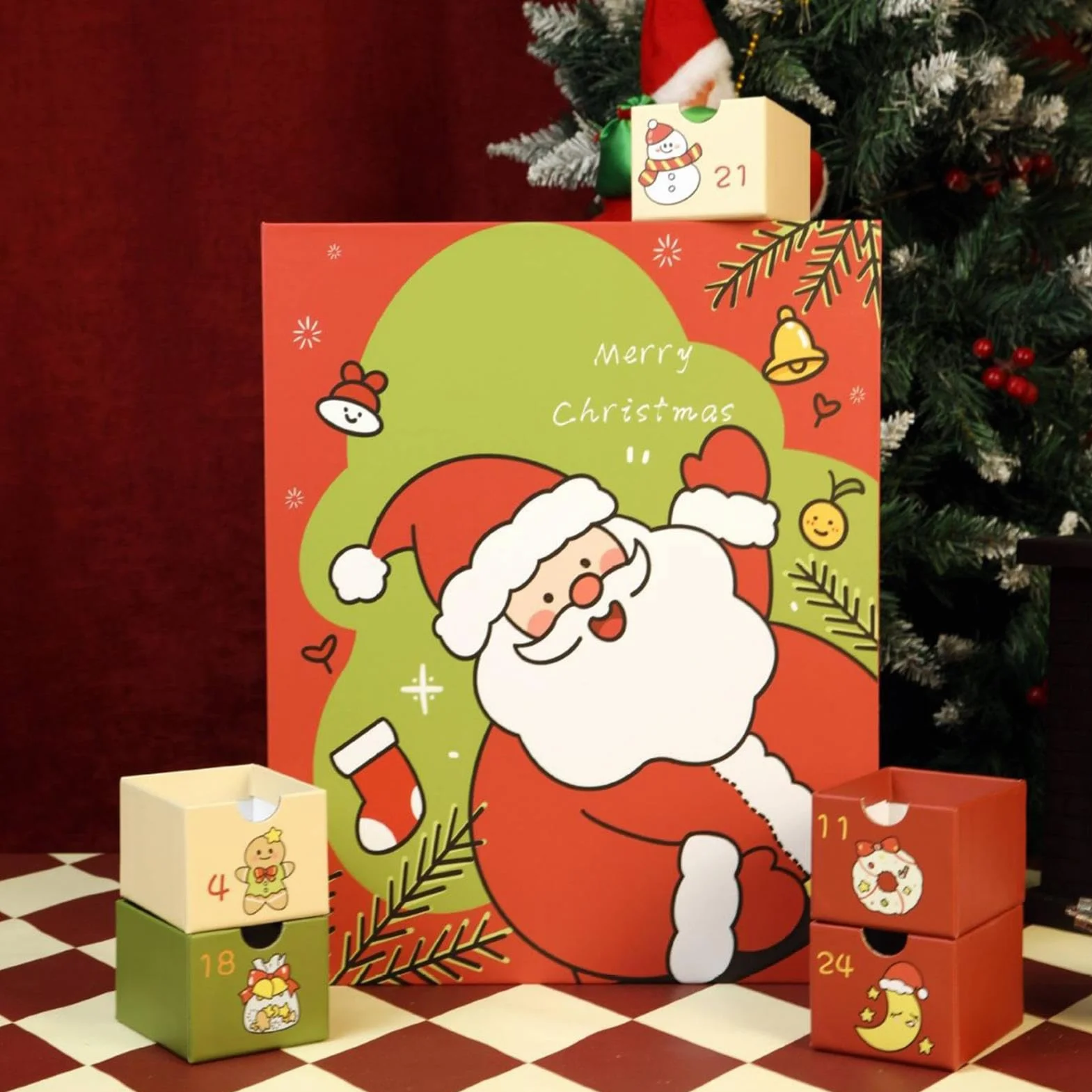 Calendario De Adviento Vacío Cajas De Adviento Navideñas Plegables Con 24 | Estuche De Detalles Para Navideñas Para Niños Y Adultos Para Joyas