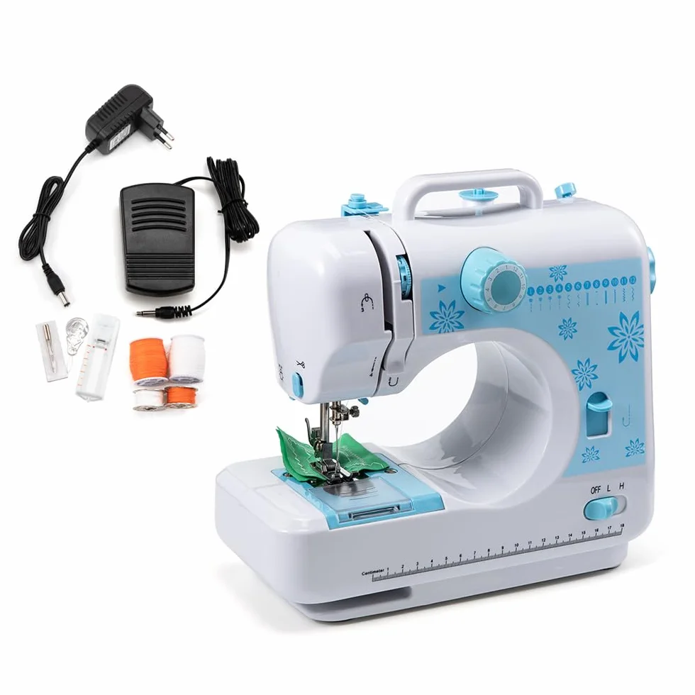 Pequeña máquina de coser, máquina de coser eléctrica portátil para principiantes con patrón de 12 puntadas