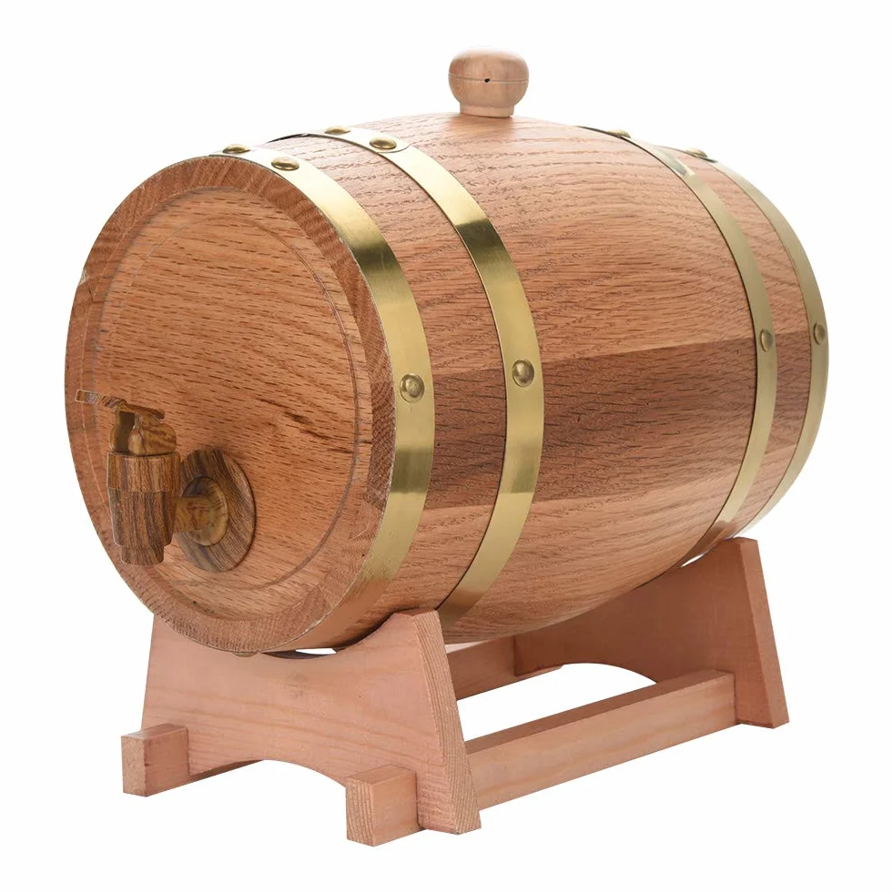 Oak Barrel Bar & Restaurant Barrica de roble de 5 litros para envejecimiento 32×23×23 Dispensador de barrica de roble vintage de 3 litros