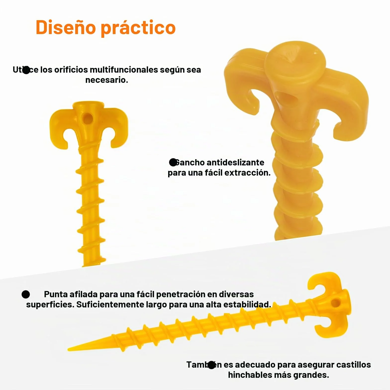 Piquetas de Acero para Carpa 18 cm Camping con Bolsa de Almacenamiento 20pcs Naranja