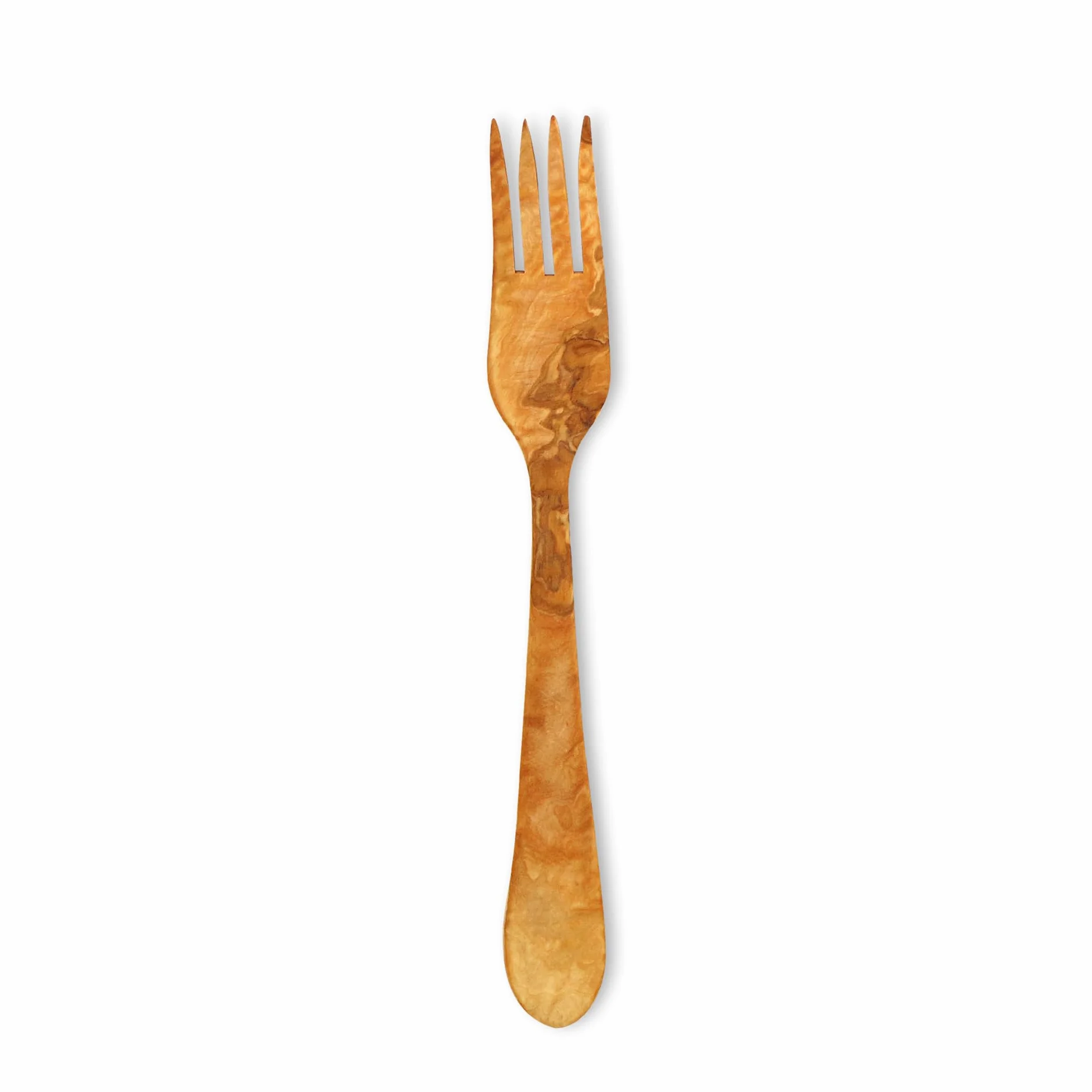 Tenedor De Puntas Finas Estilo Valenciano | Fabricado A Mano En España, Madera Natural De Olivo Resistente Con Propiedades Antibacterianas | Útil Para Servir O Comer
