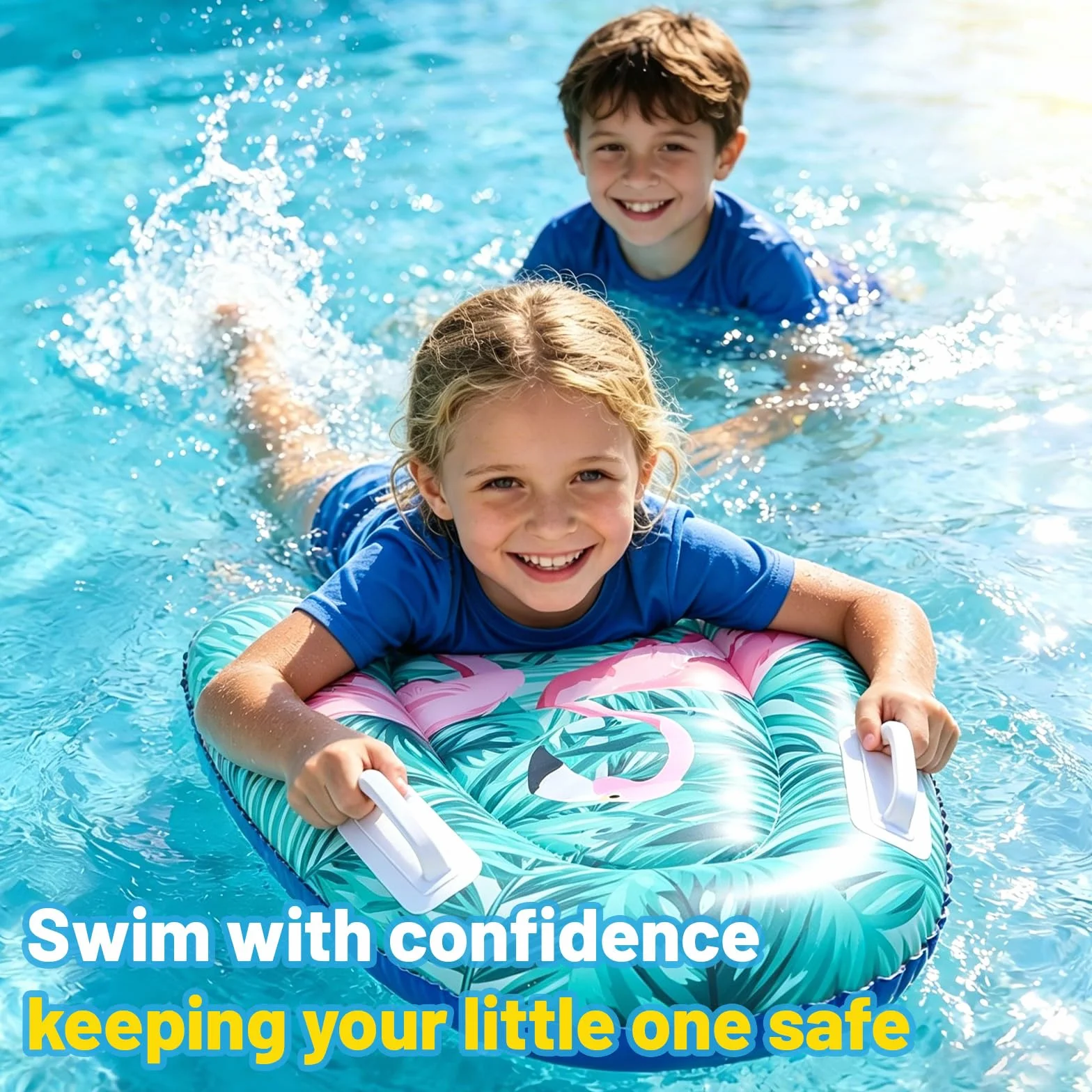 Niños Bodyboard Inflable con Asas 70x50cm Tabla de Surf Hinchable Flotante para Piscinas