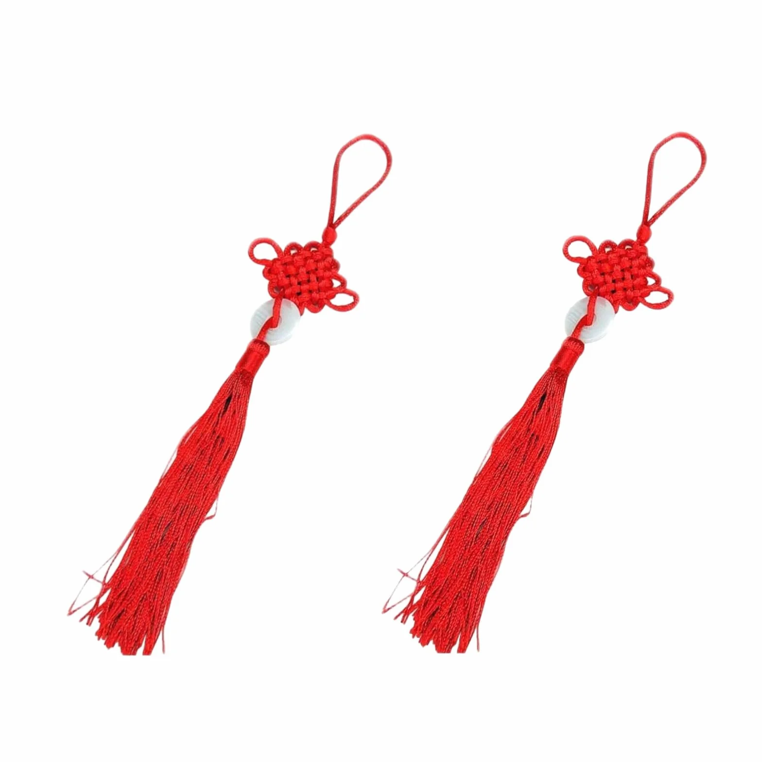 2 colgantes de borla de jade de la suerte con nudo chino rojo para suerte, riqueza, salud, éxito, regalos de Año Nuevo, decoración del hogar para amigos, familia, amante