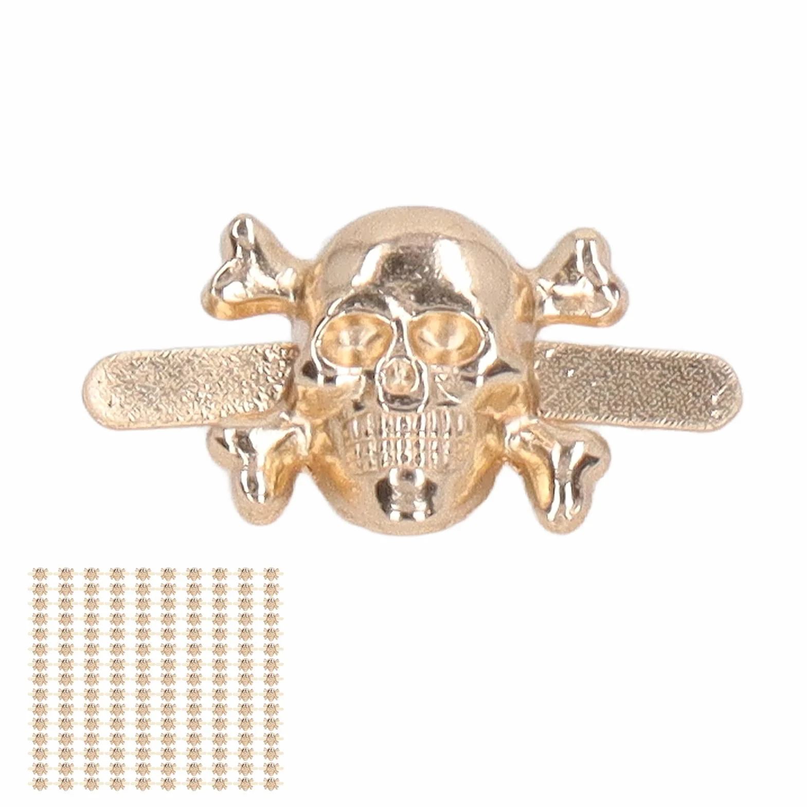 150 piezas de remaches de calavera estilo gótico de moda hermosos accesorios de perno de calavera para zapatos DIY bolsas de ropa (Oro)